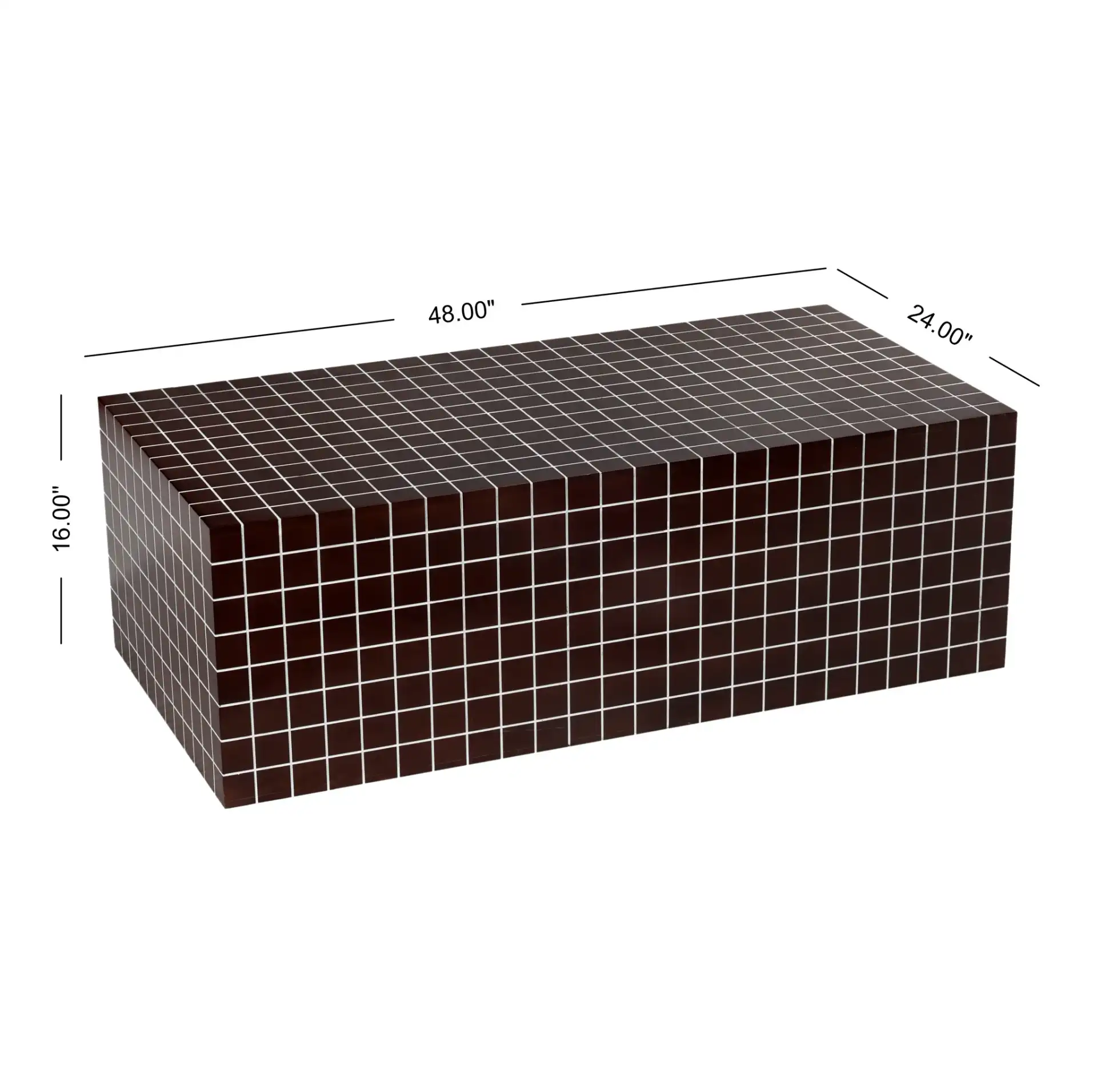 Gerolomo Tiled Coffee Table in Walnut / White, detail view