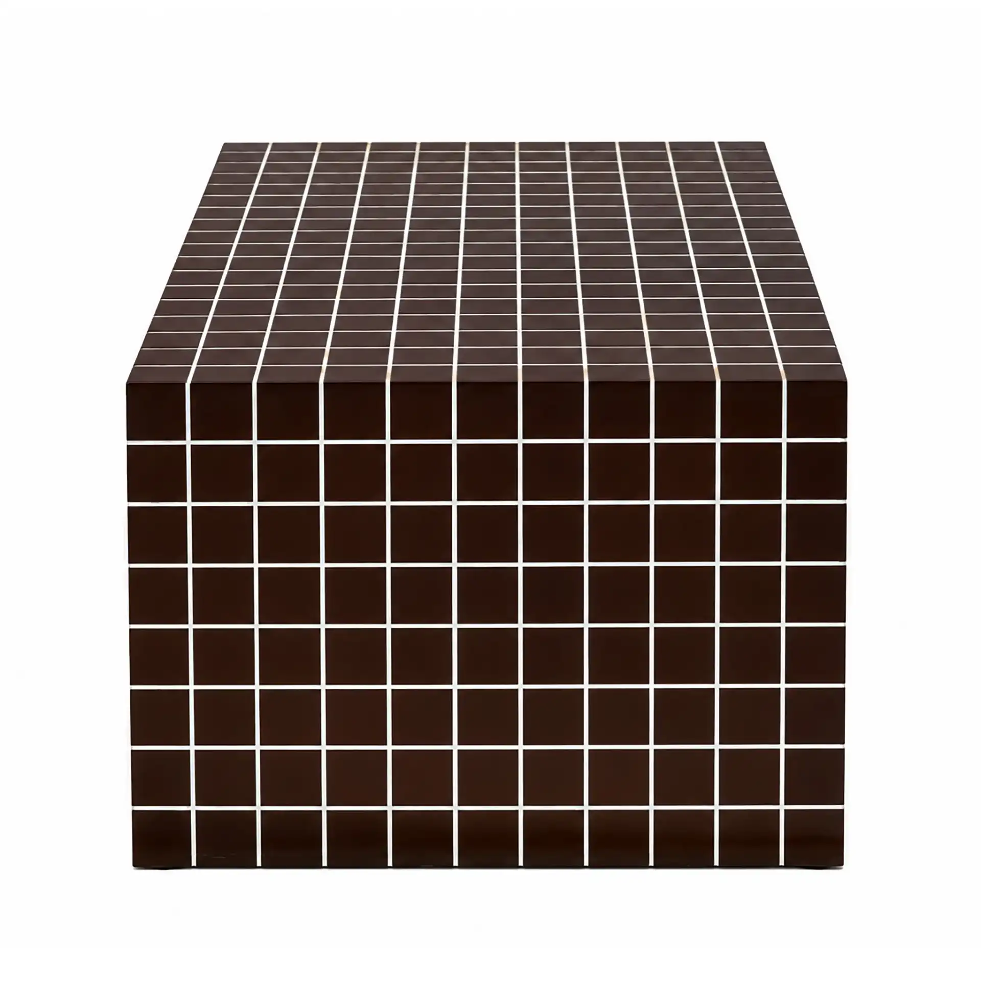 Gerolomo Tiled Coffee Table in Walnut / White, detail view