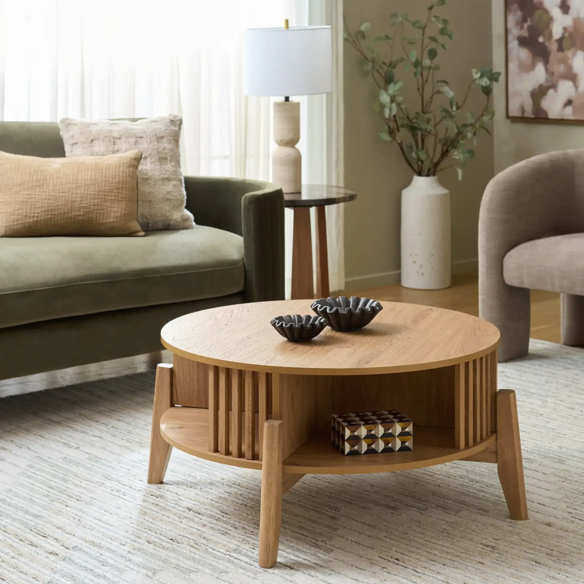 Tomori Coffee Table in Oak in a styled room
