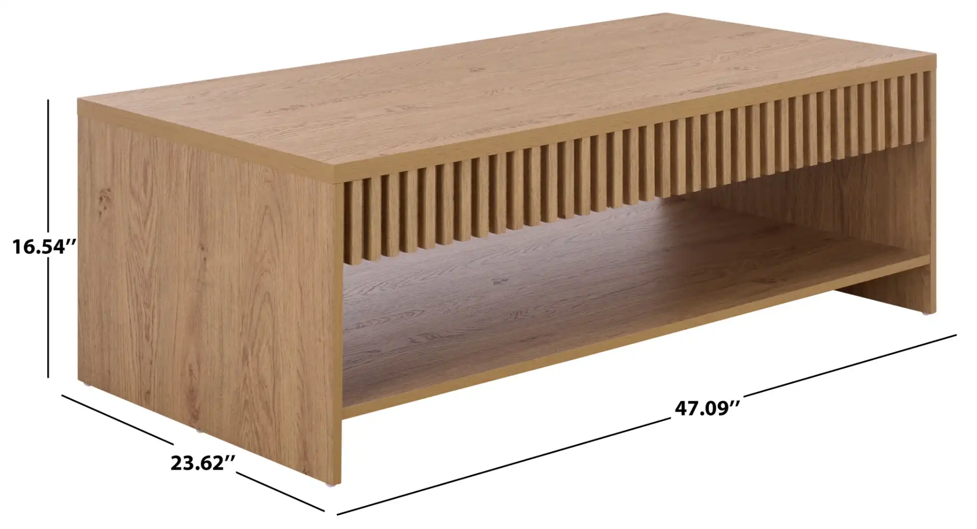 Masa One-Shelf Coffee Table in Oak, detail view
