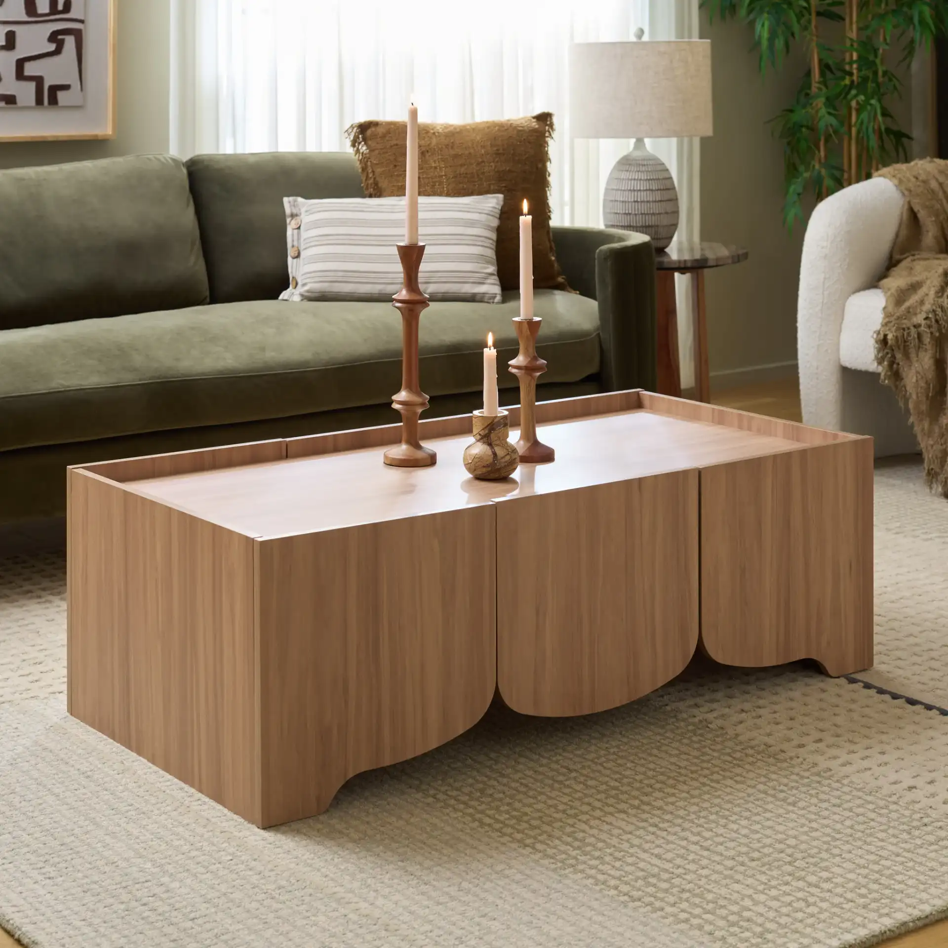 Takami Coffee Table in Oak in a styled room