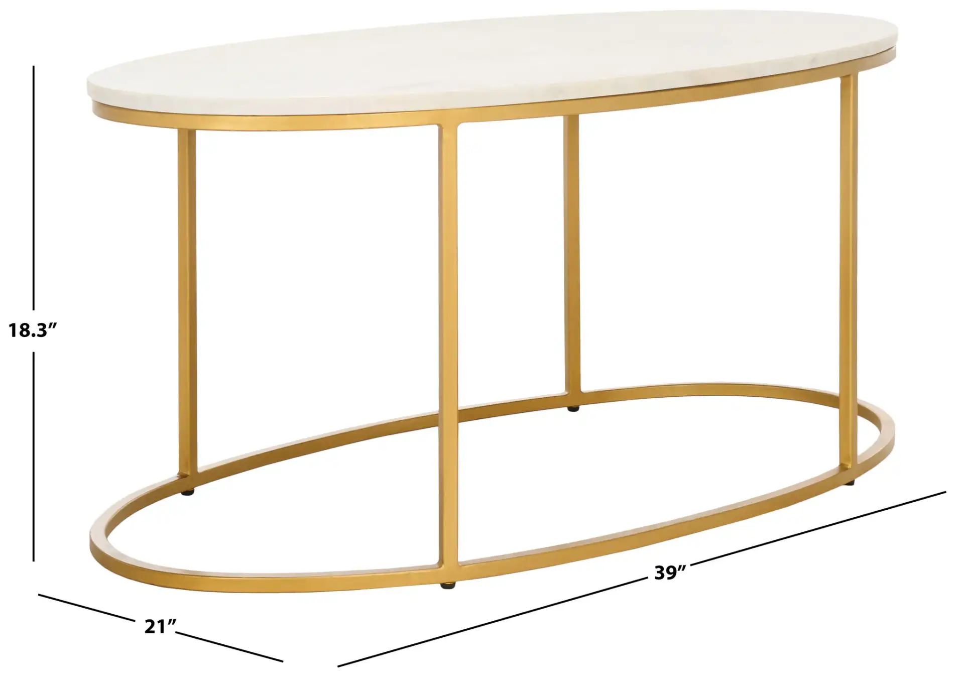 Tage Marble Coffee Table in White Marble / Gold, detail view