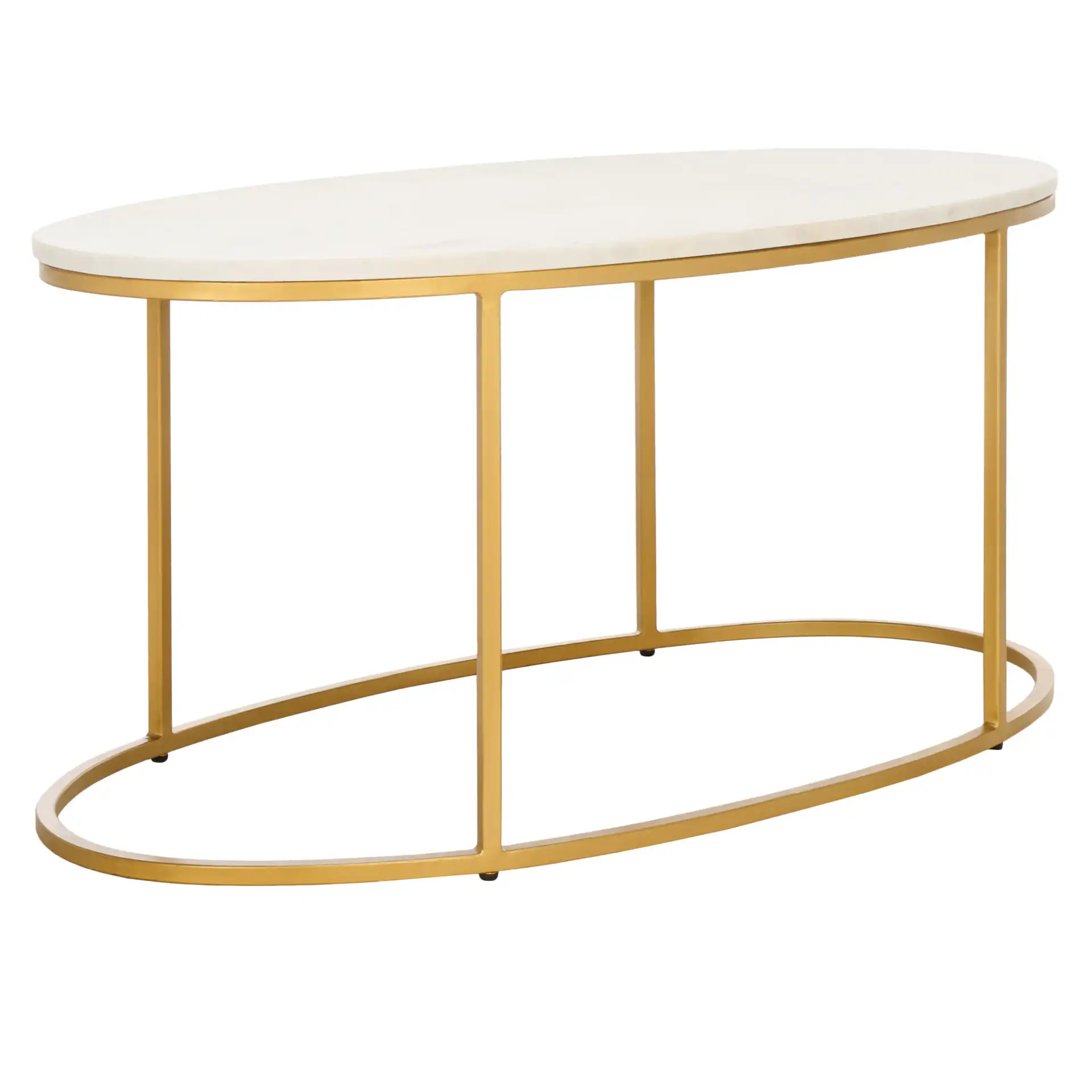 Tage Marble Coffee Table in White Marble / Gold, detail view