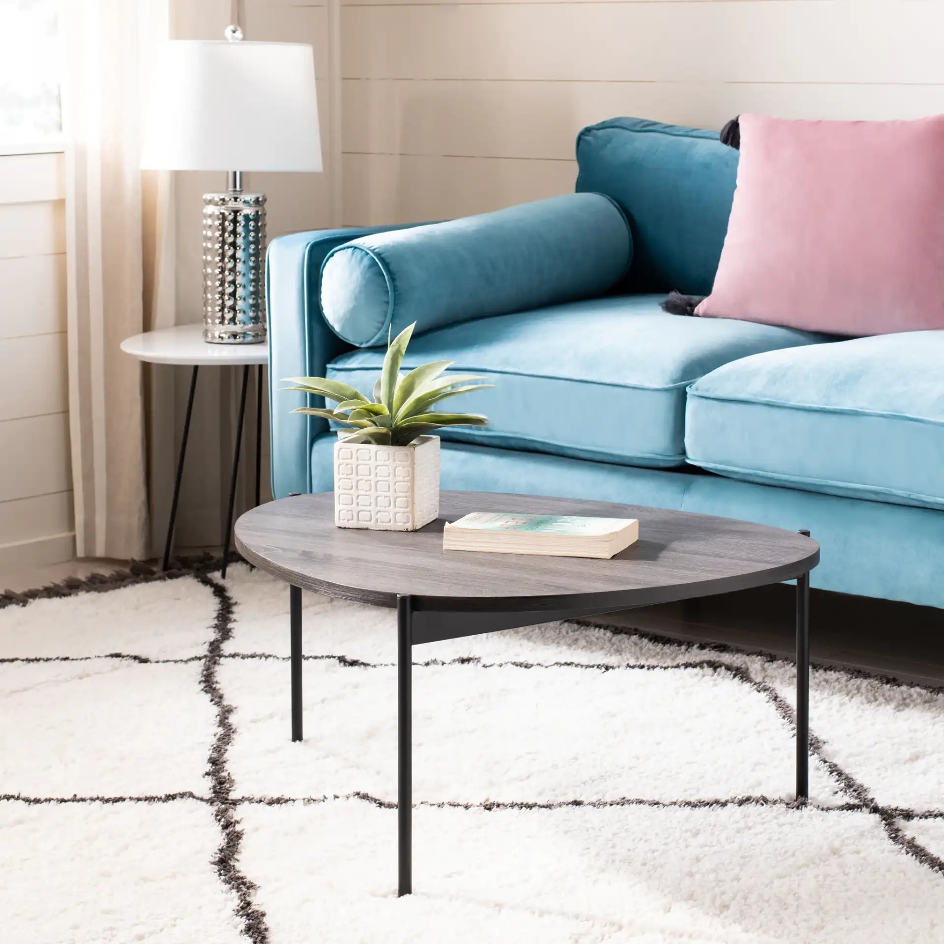 Sven Coffee Table in Dark Gray Oak / Black in a styled room