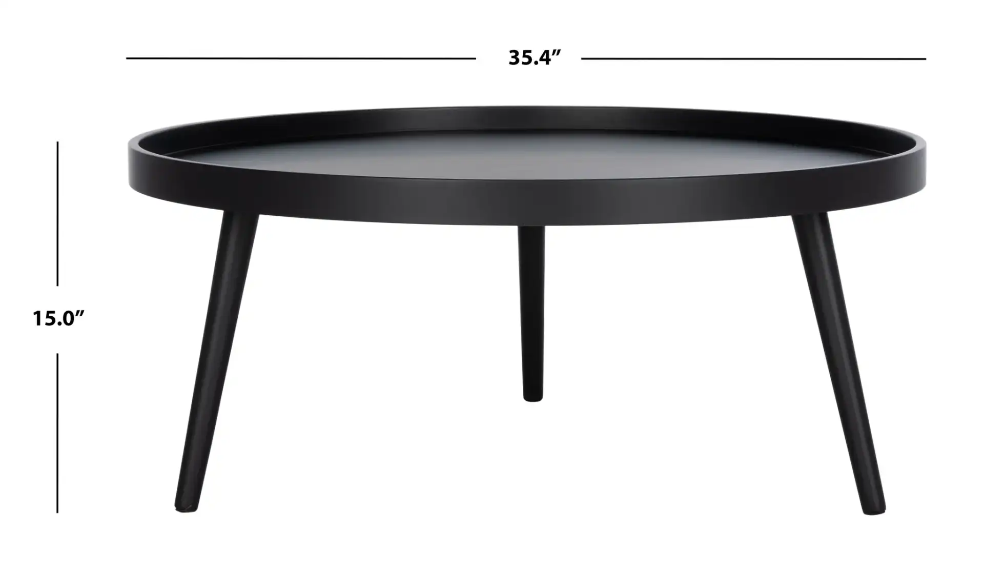 Fritz Tray Top Coffee Table in Black, detail view