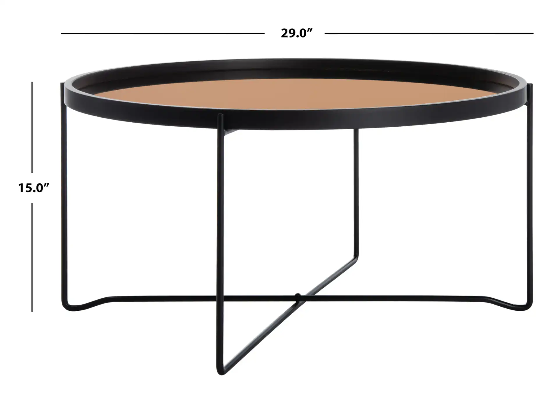 Ruby Tray Top Coffee Table in Rose Gold / Black, detail view