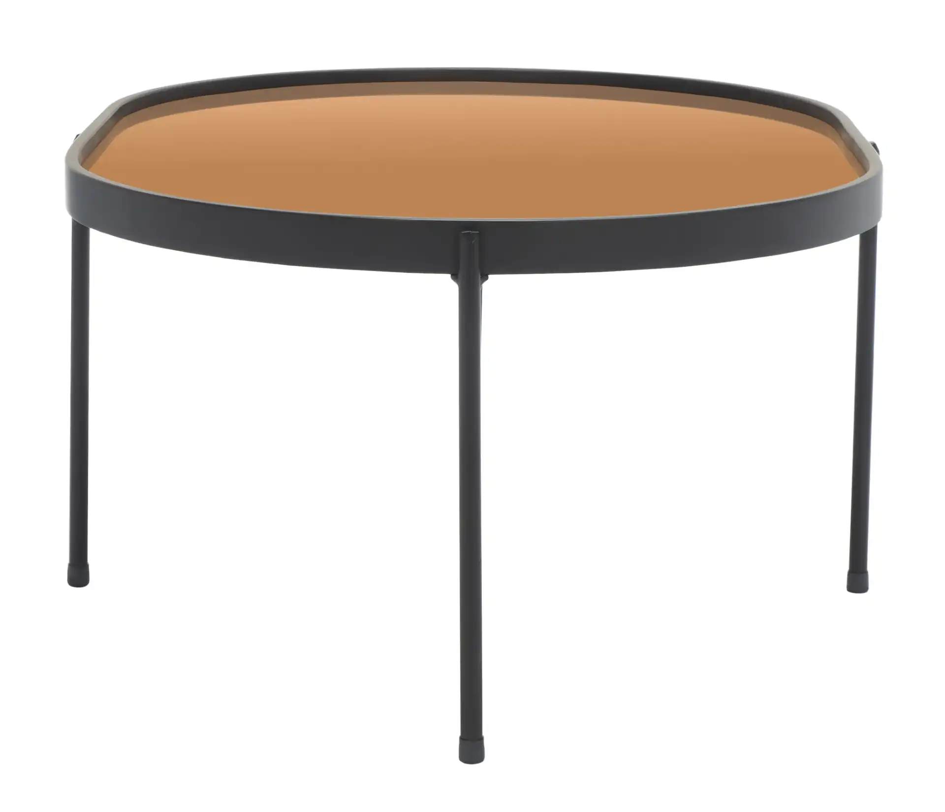 Emmerich Mirrored Coffee Table in Rose Gold / Matte Black, detail view