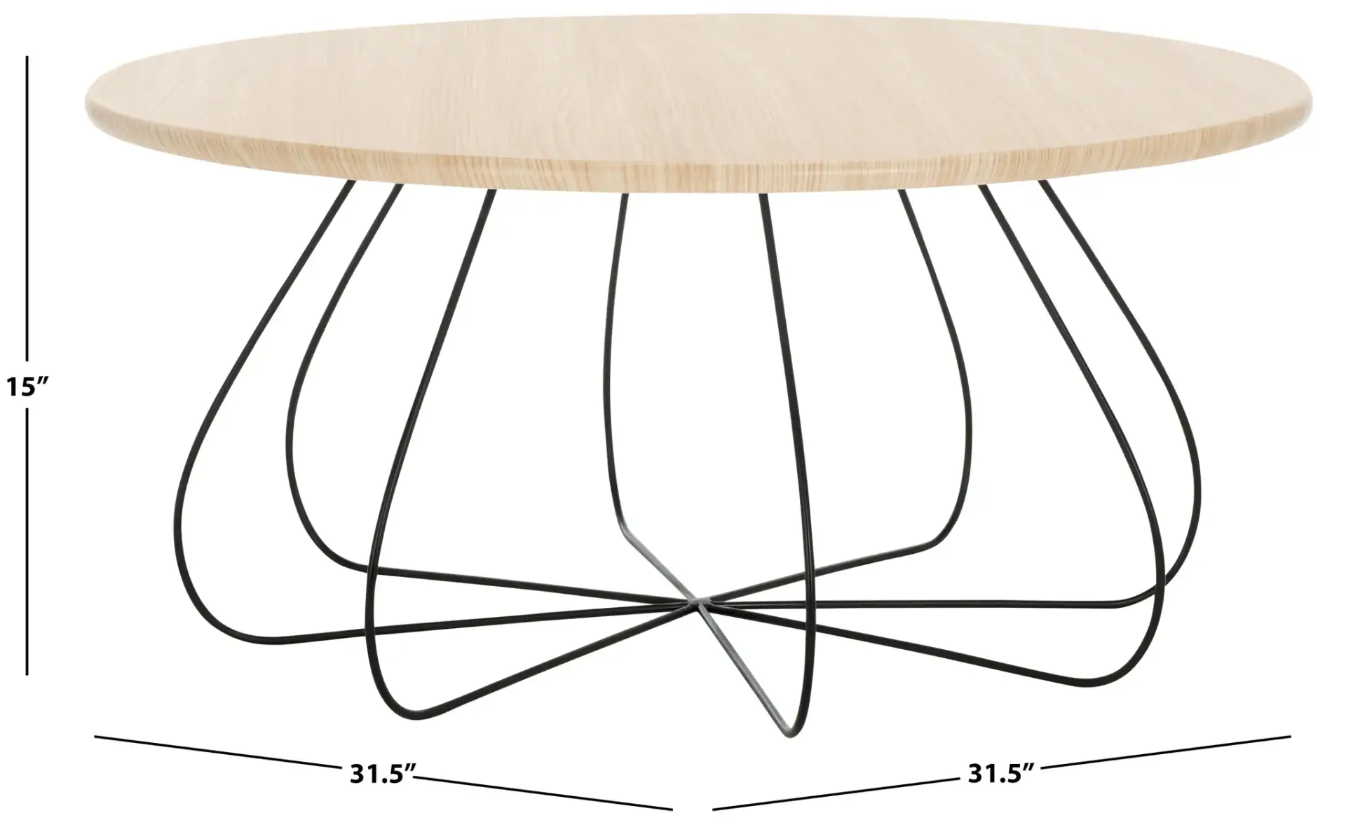 Tonino Coffee Table in Natural Oak / Black, detail view