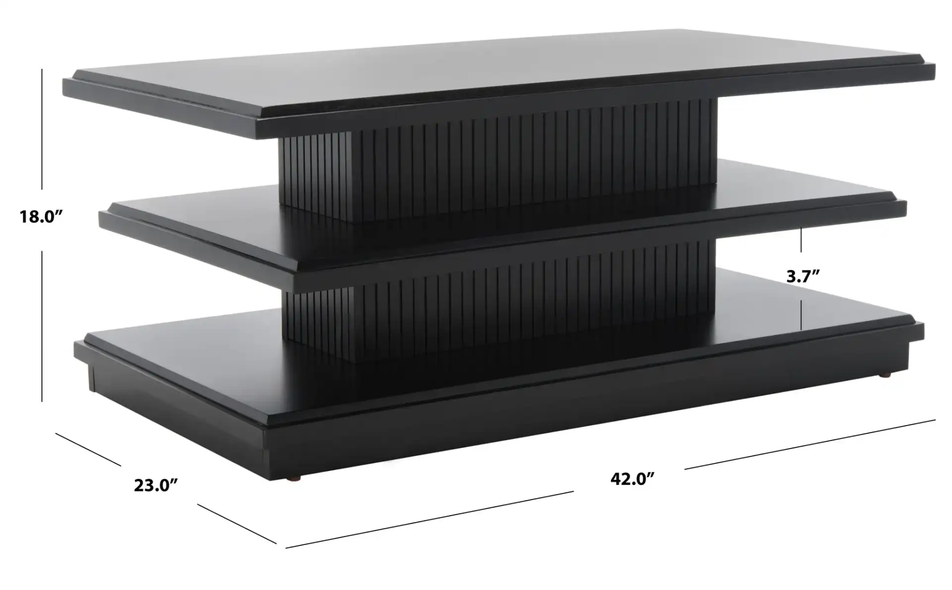 Suette Two-Shelf Coffee Table in Black, detail view