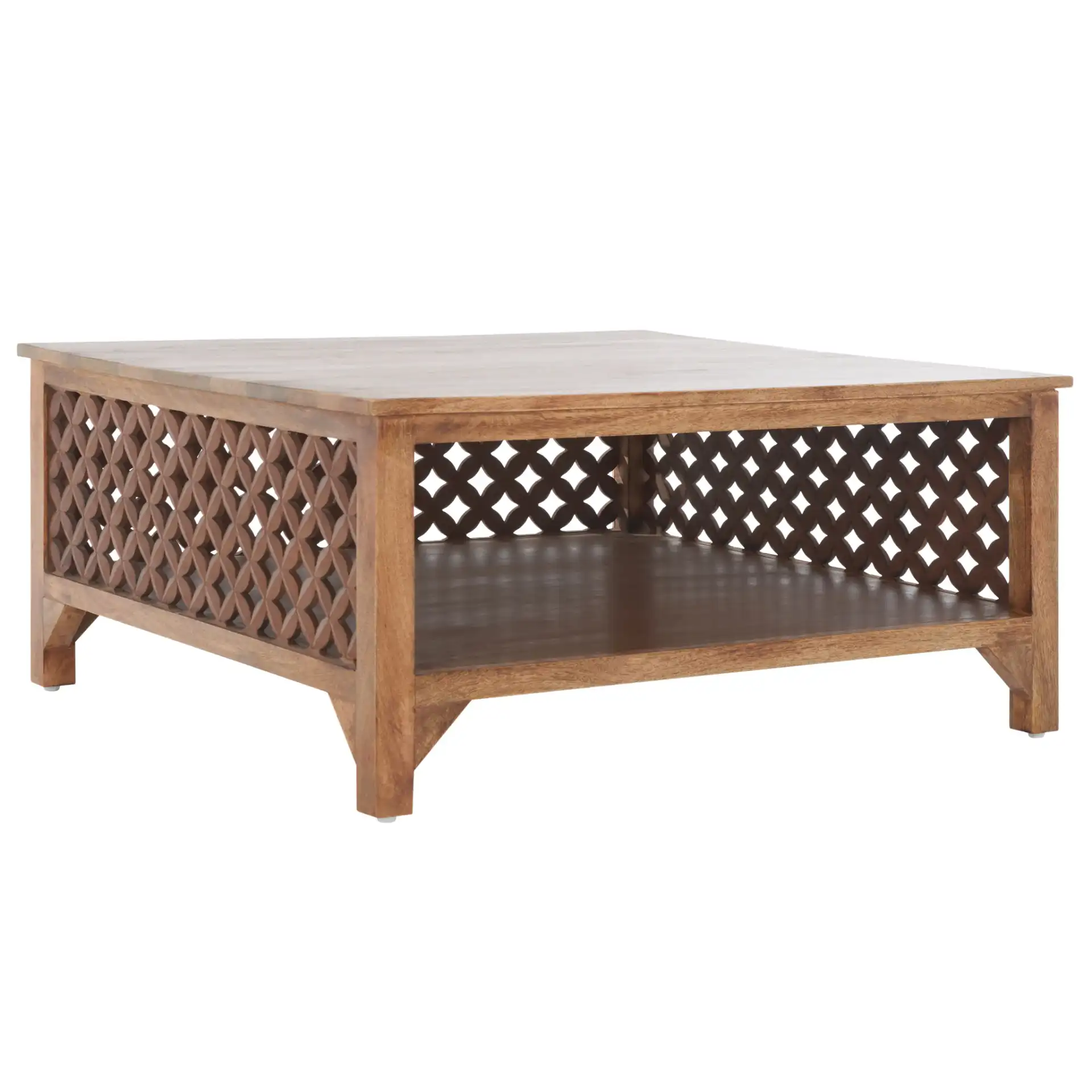 Squall Square One-Shelf Coffee Table in Burnt Natural