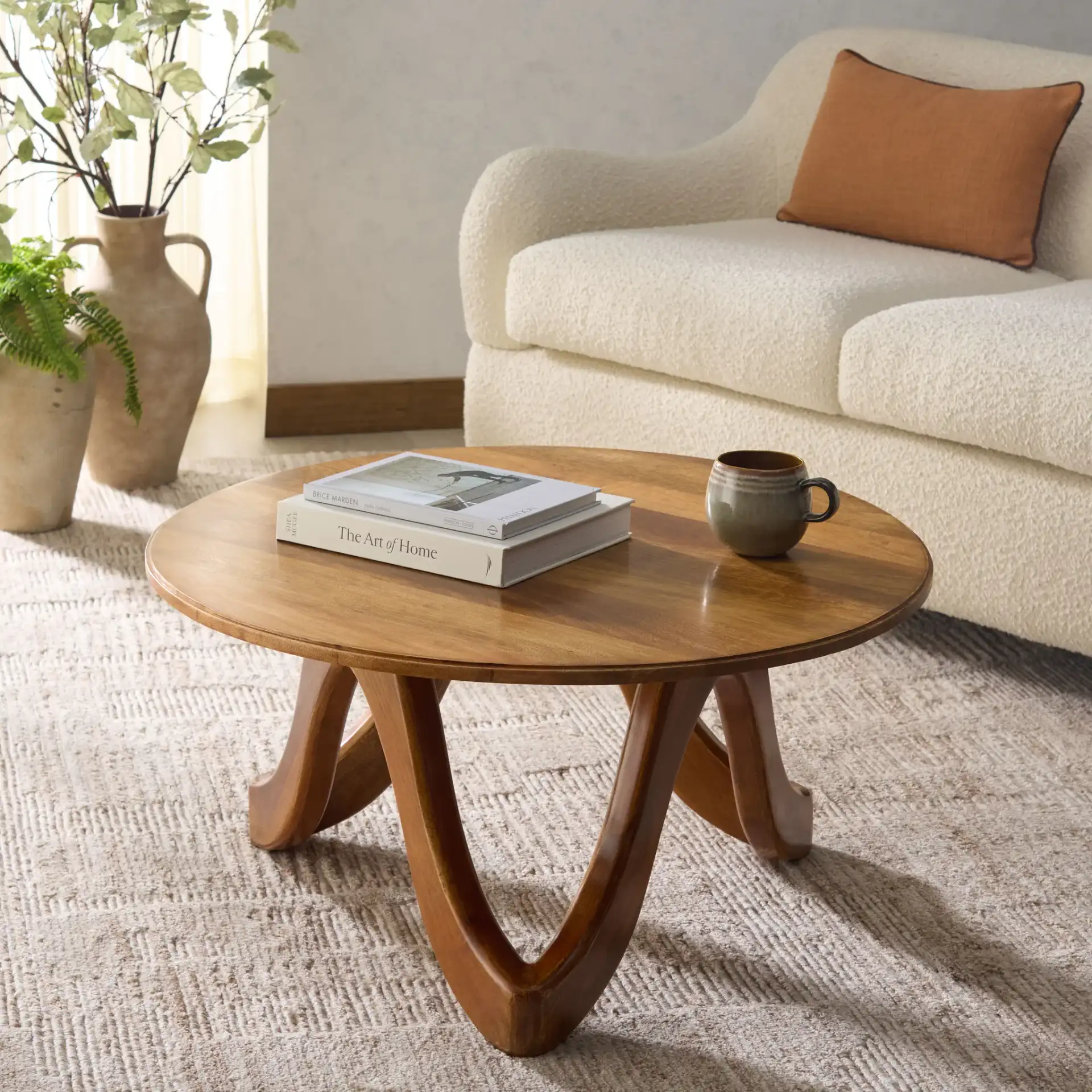 Waverly Coffee Table in Walnut in a styled room