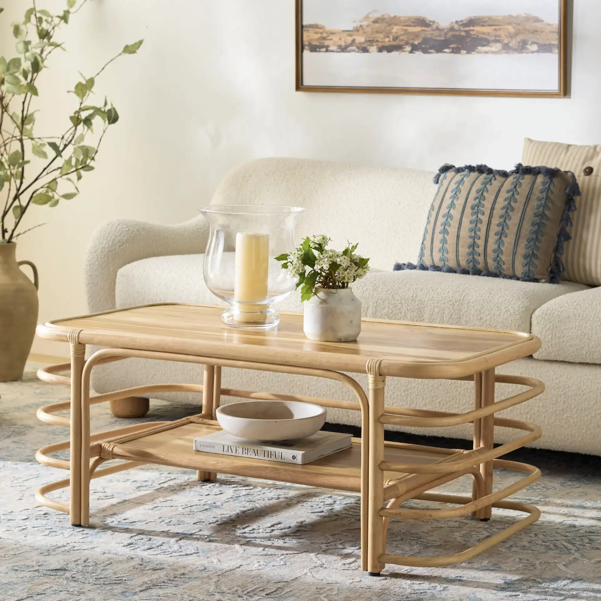Maestro Coffee Table in Natural in a styled room