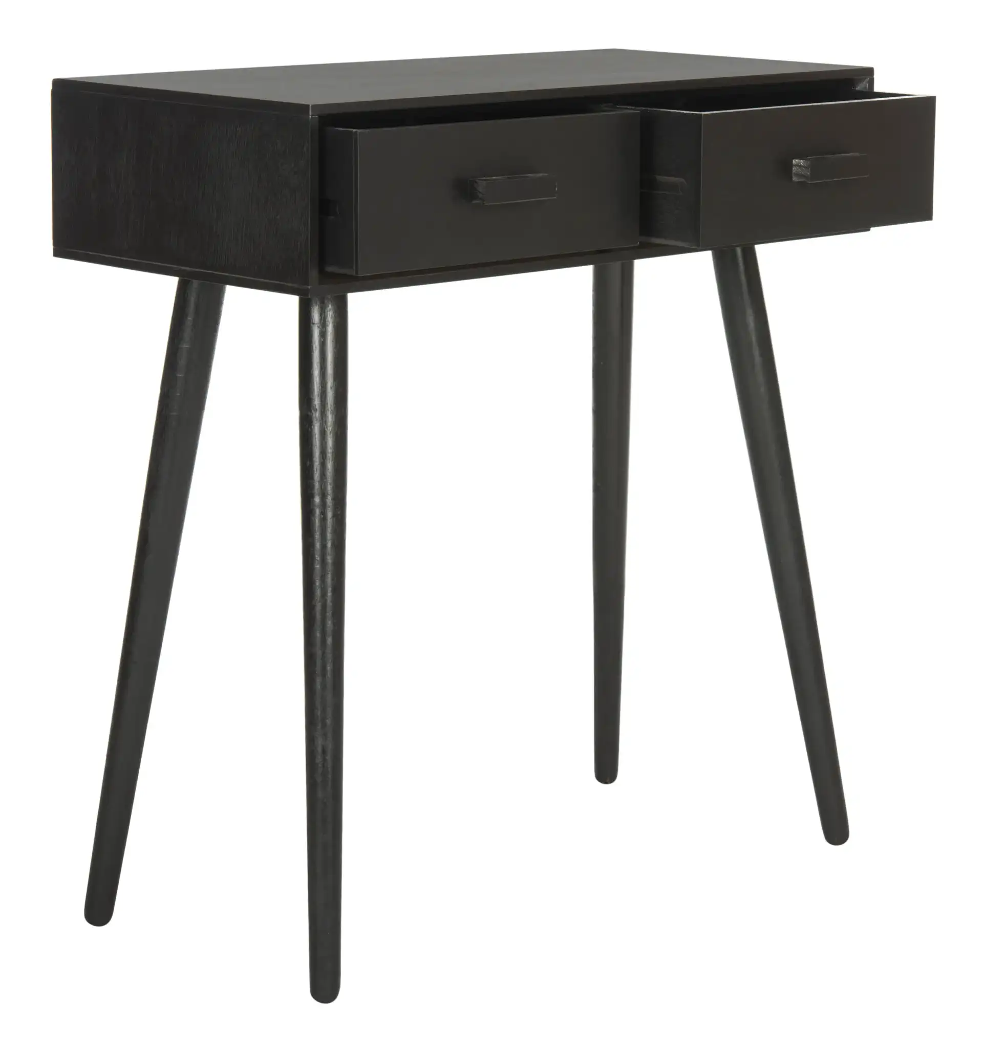 Dean Two-Drawer Console Table in Black, detail view