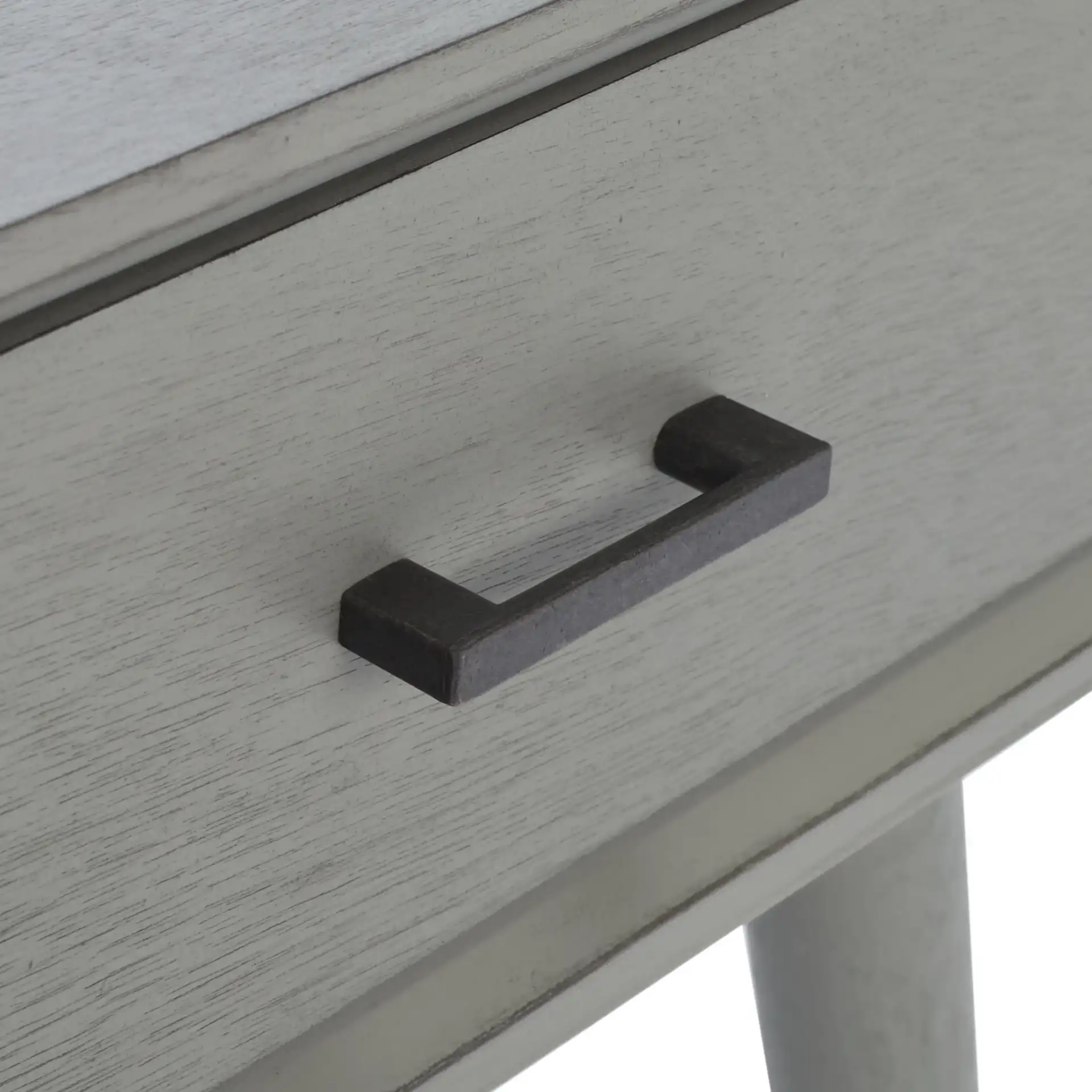 Mozart Mid-Century Coffee Table in Distressed Gray in a styled room