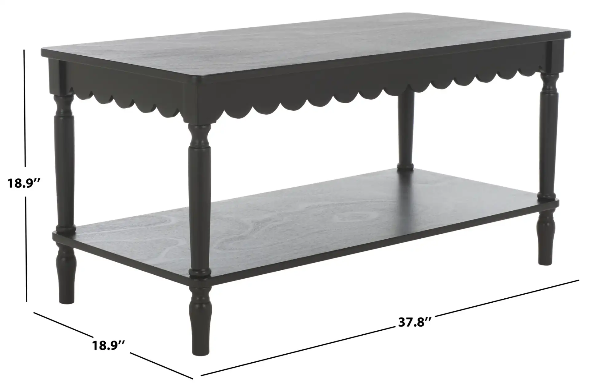 Haven Coffee Table in Matte Black, detail view