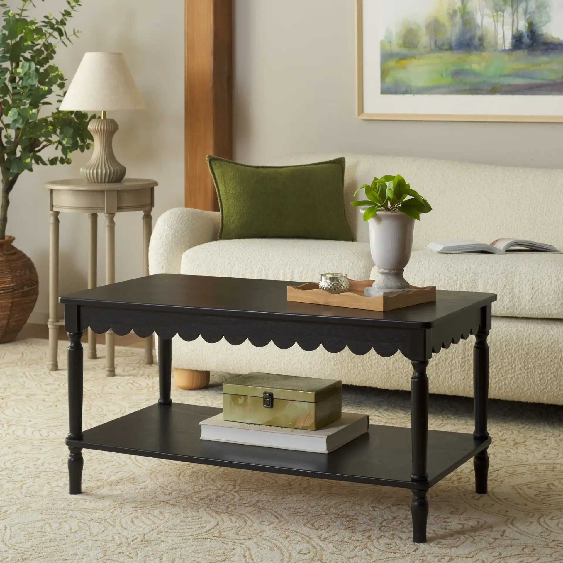 Haven Coffee Table in Matte Black in a styled room
