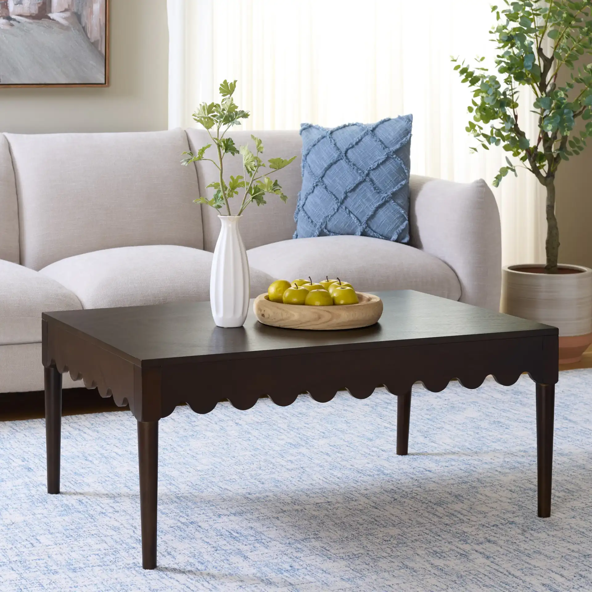 Neha Coffee Table in Dark Chocolate in a styled room