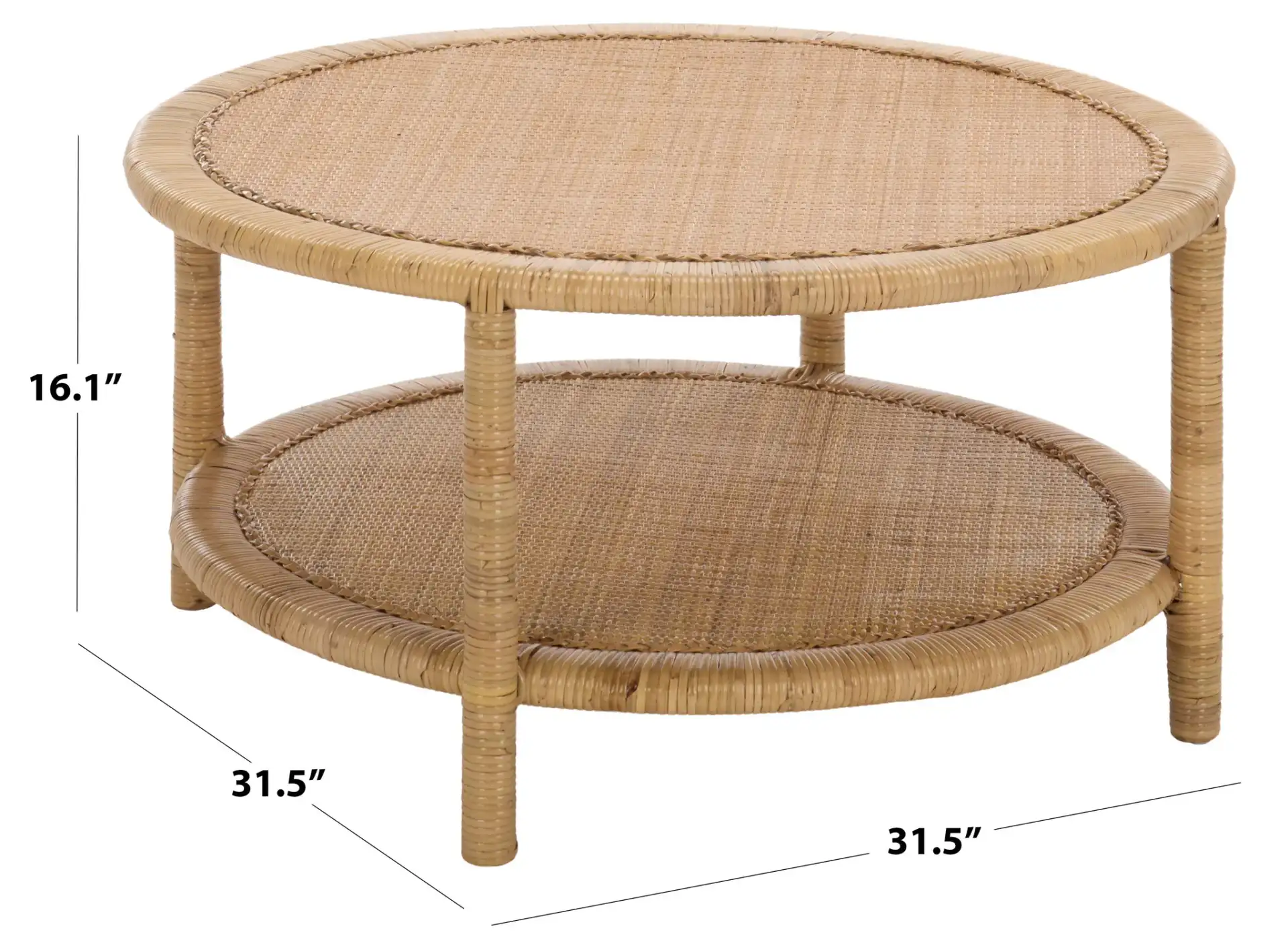 Akane Coffee Table With Shelf in Natural, detail view
