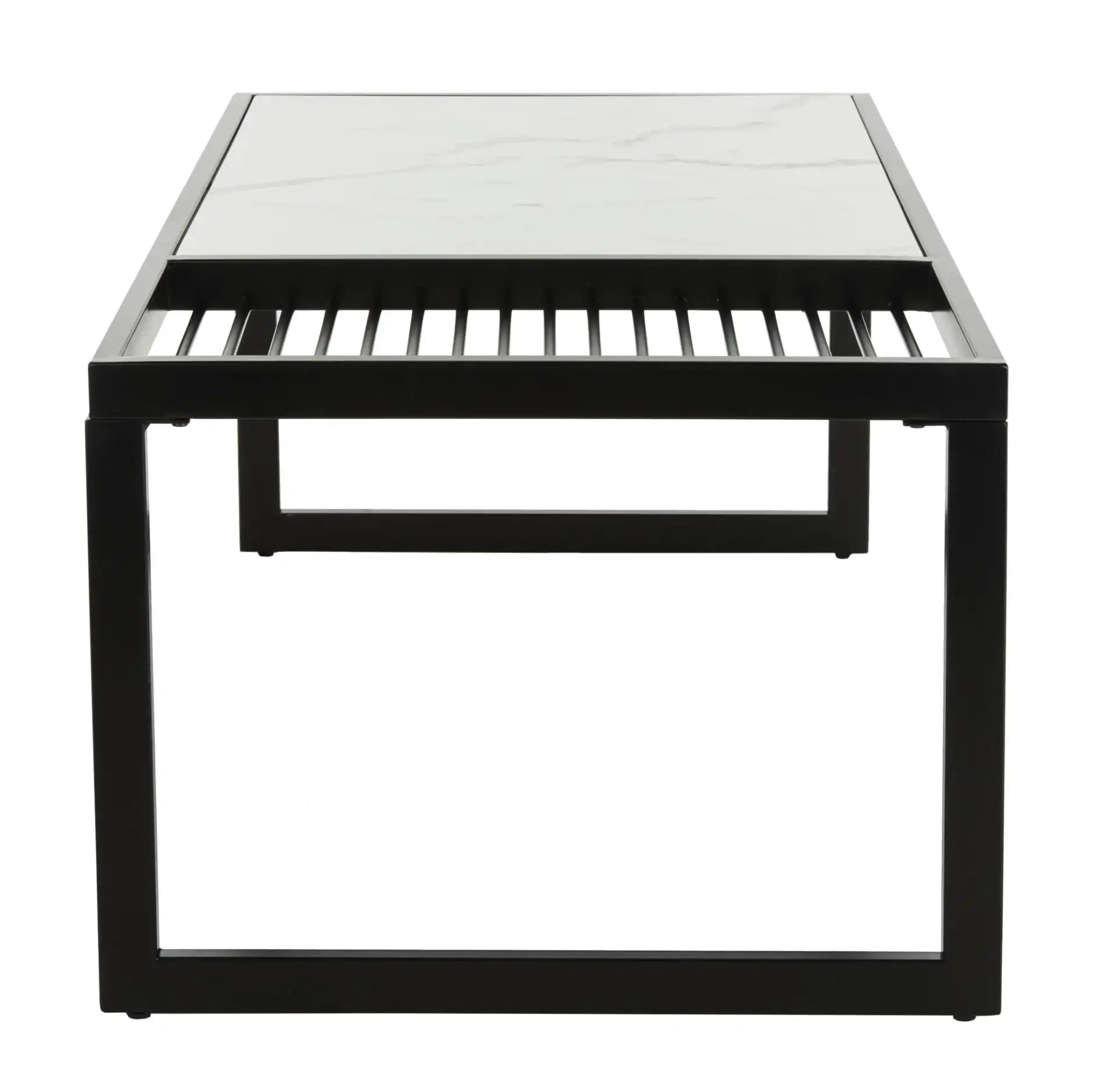 Zuri Coffee Table in White / Matte Black, detail view
