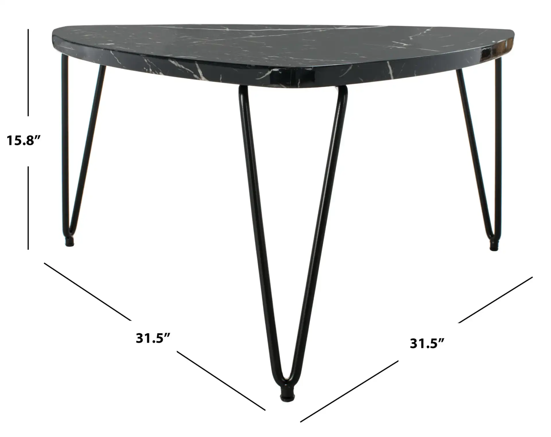 Jacky Triangle Coffee Table in Black, detail view