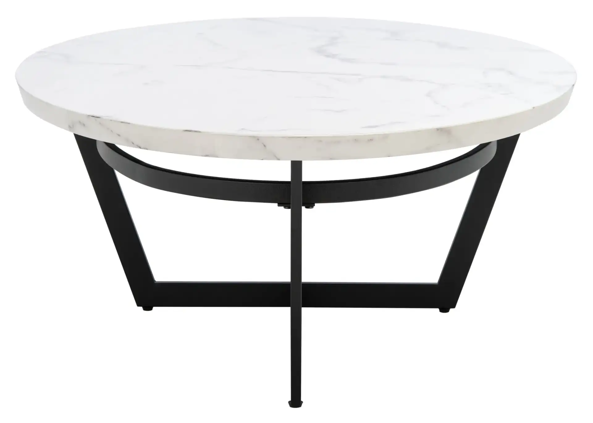 Placido Oval Coffee Table in White Marble / Black, detail view