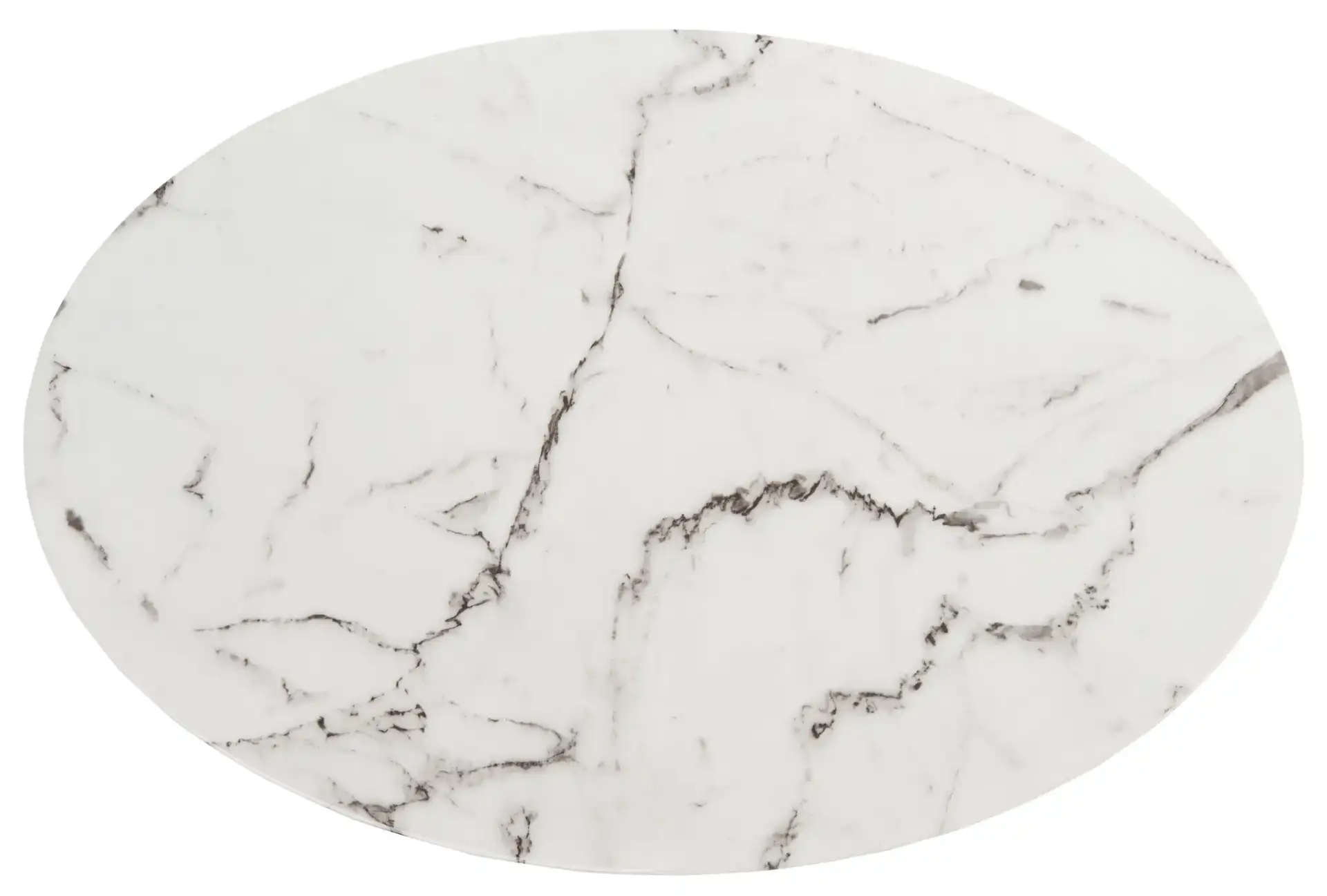 Placido Oval Coffee Table in White Marble / Black, detail view