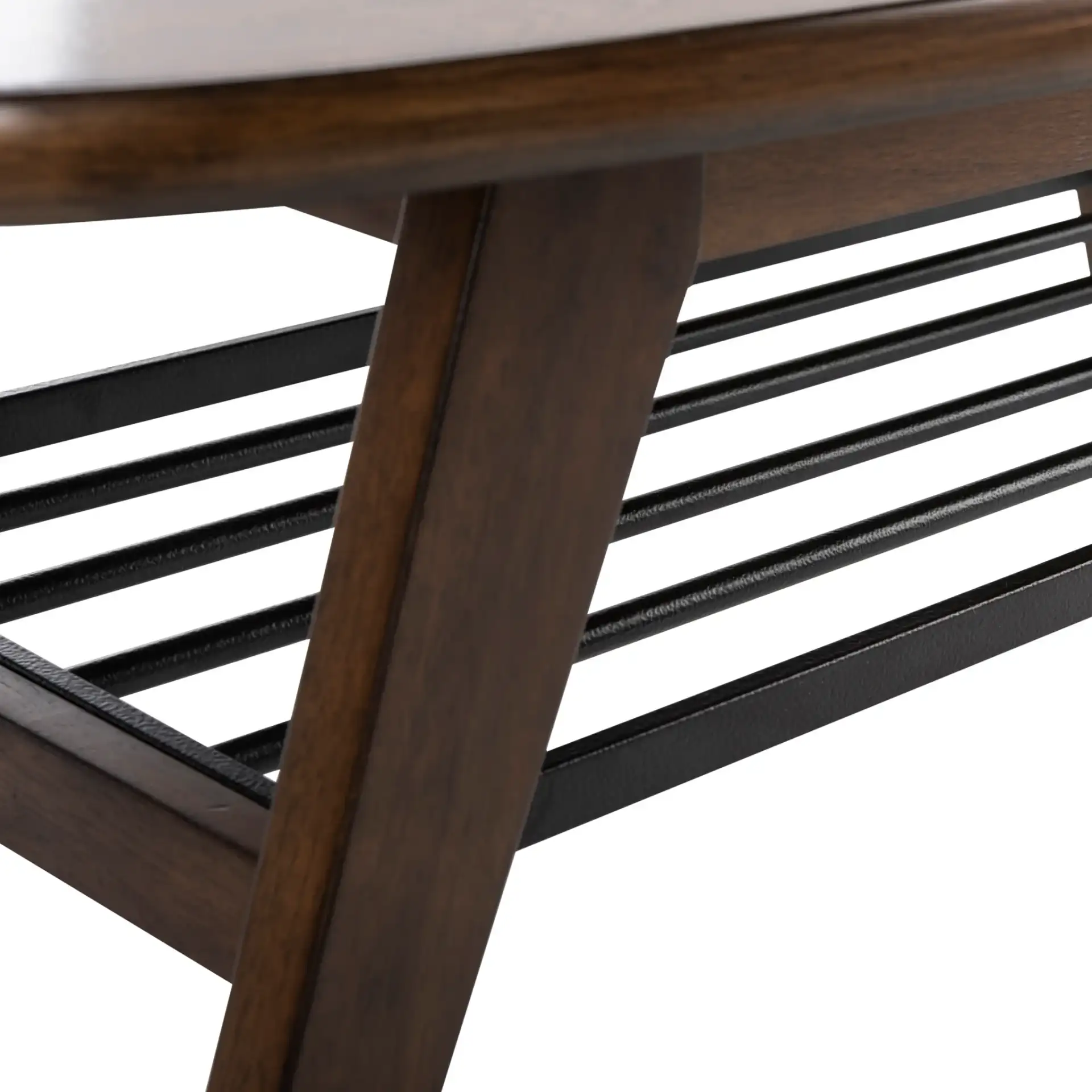 Oren Two-Tier Coffee Table in Walnut / Black Metal in a styled room