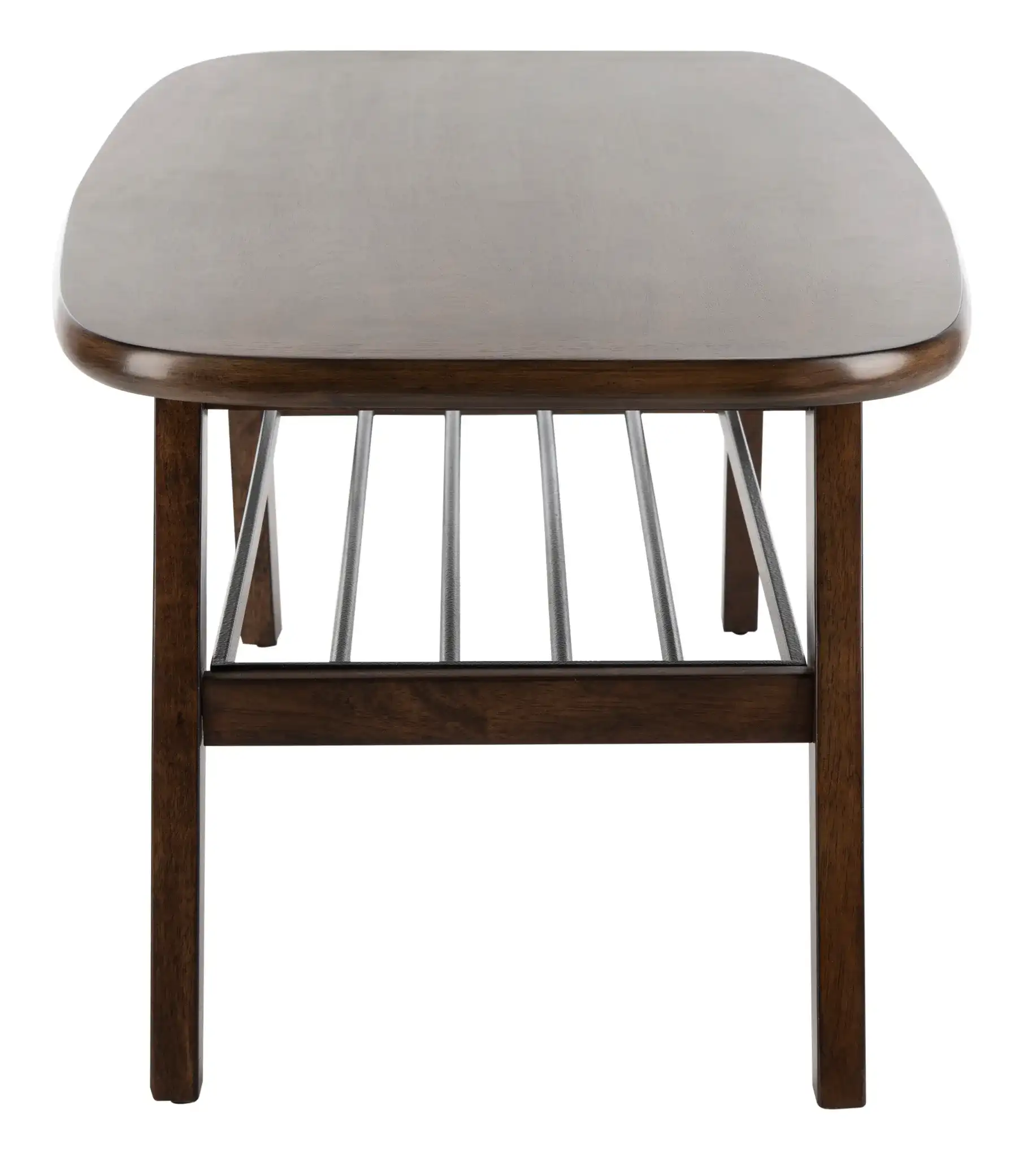 Oren Two-Tier Coffee Table in Walnut / Black Metal, detail view