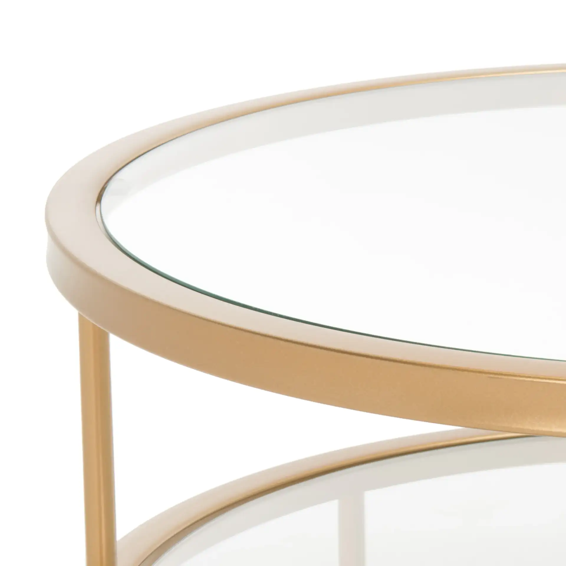Layta Three-Shelf Coffee Table in Black / Clear in a styled room