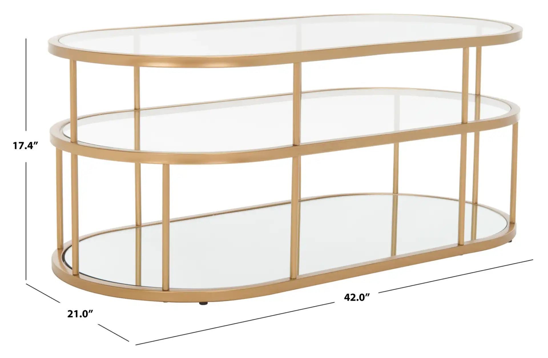 Layta Three-Shelf Coffee Table in Black / Clear, detail view