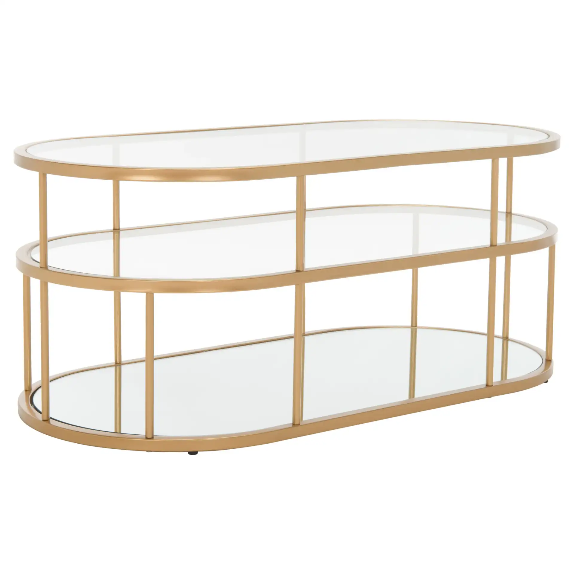 Layta Three-Shelf Coffee Table in Black / Clear, detail view