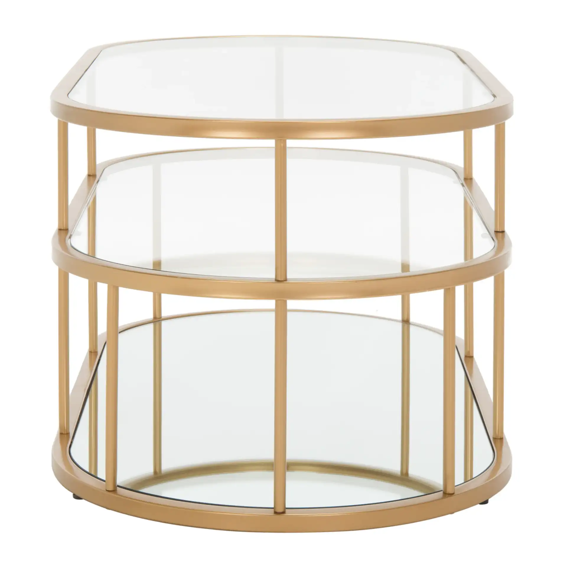 Layta Three-Shelf Coffee Table in Black / Clear, detail view