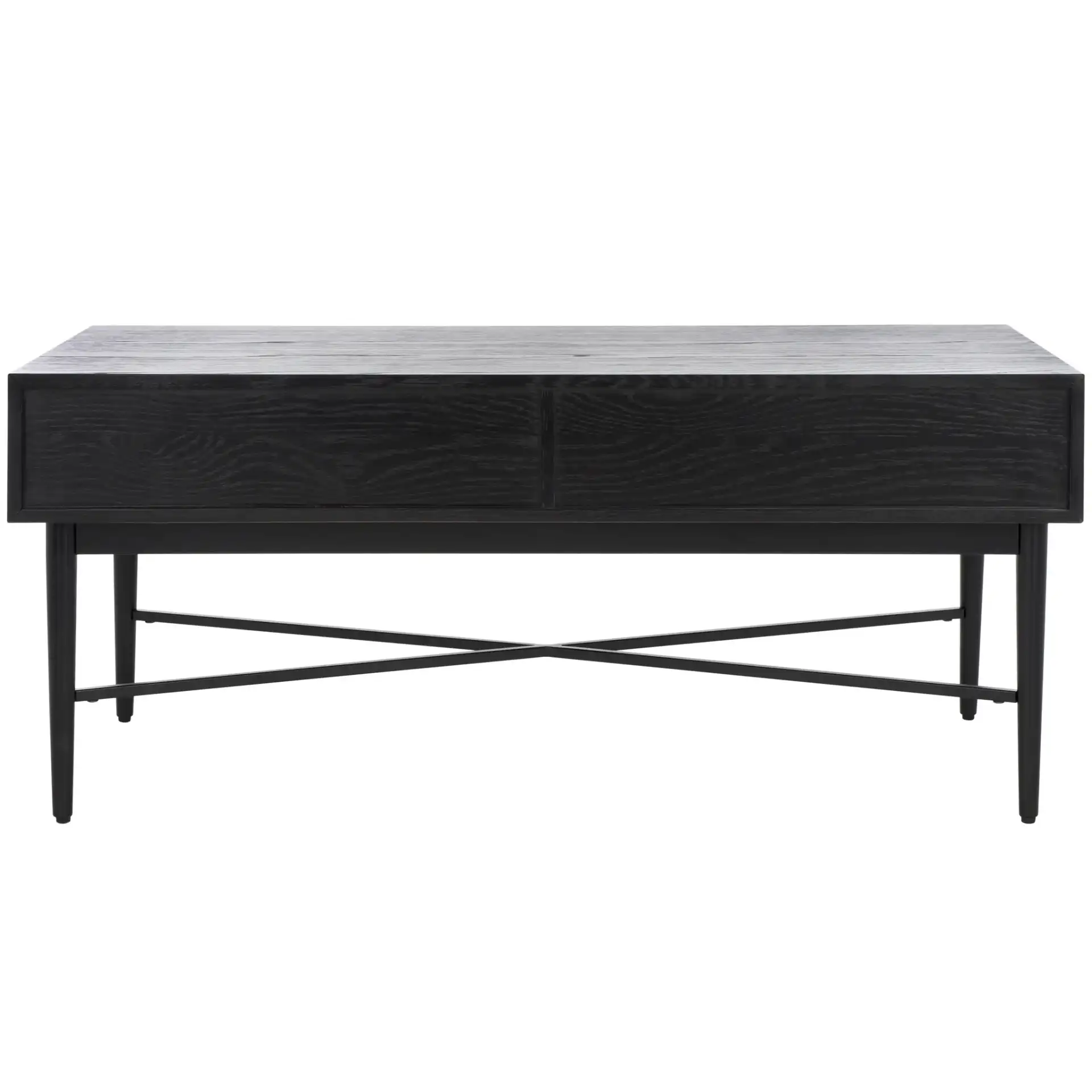 Pierre Two-Drawer Coffee Table in Black, detail view
