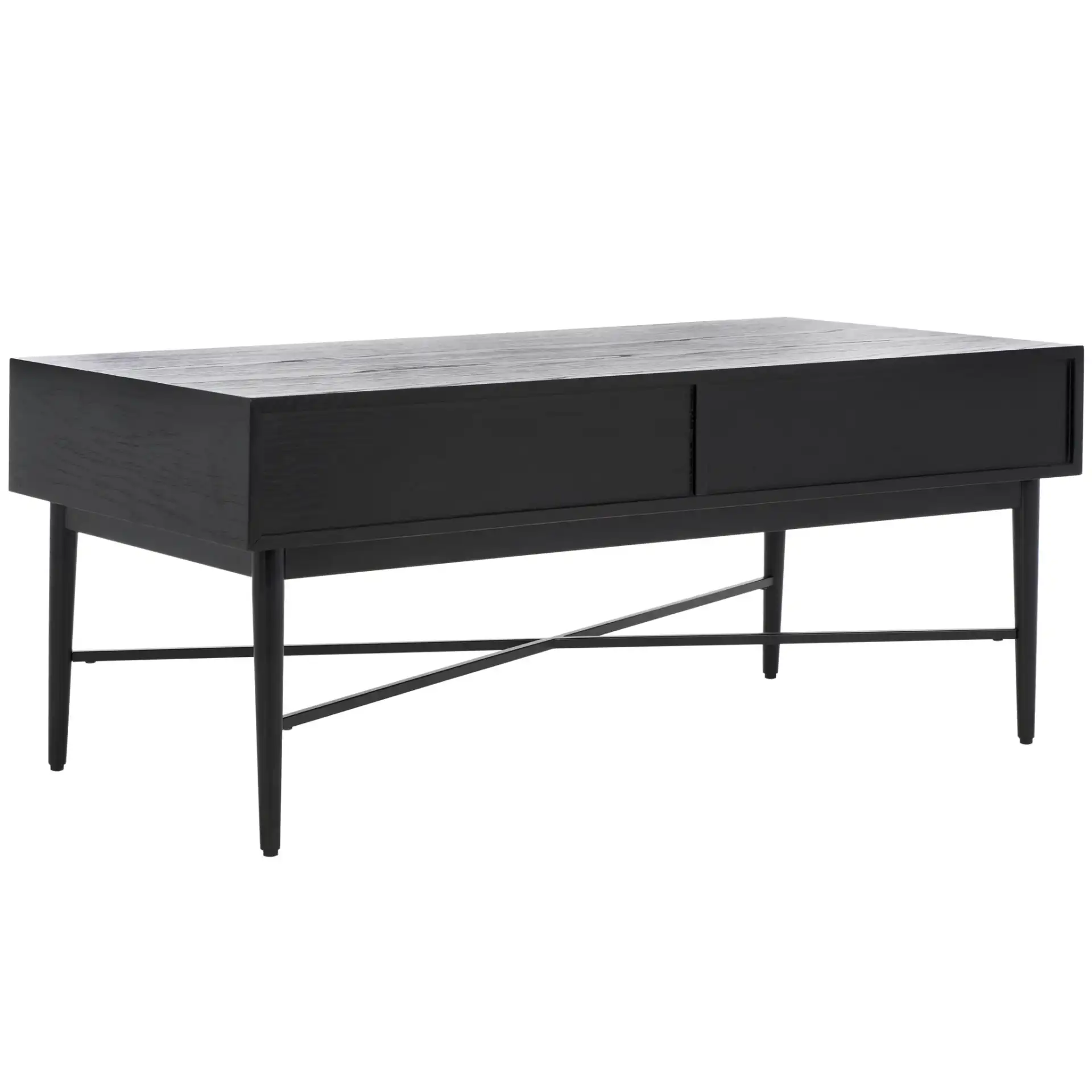 Pierre Two-Drawer Coffee Table in Black, detail view