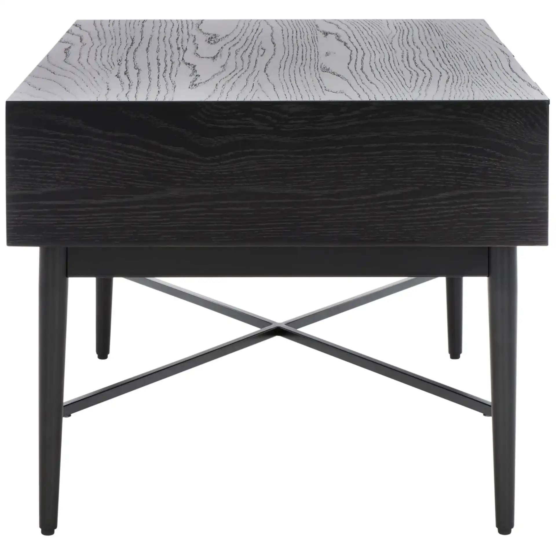 Pierre Two-Drawer Coffee Table in Black, detail view