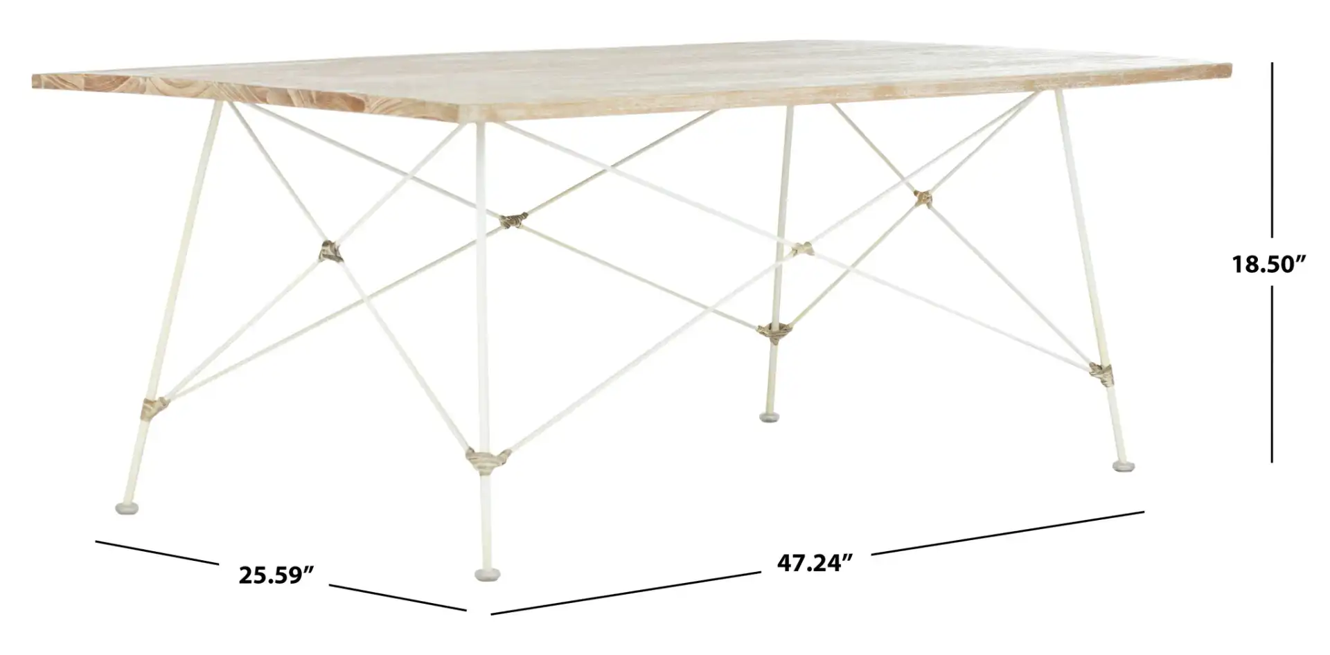 Cyprus Rectangle Coffee Table in Gray White Wash, detail view