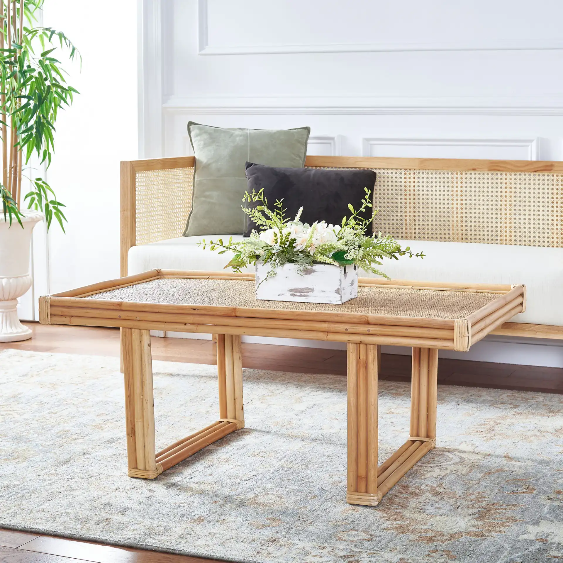 Juri Rectangle Coffee Table in Natural in a styled room