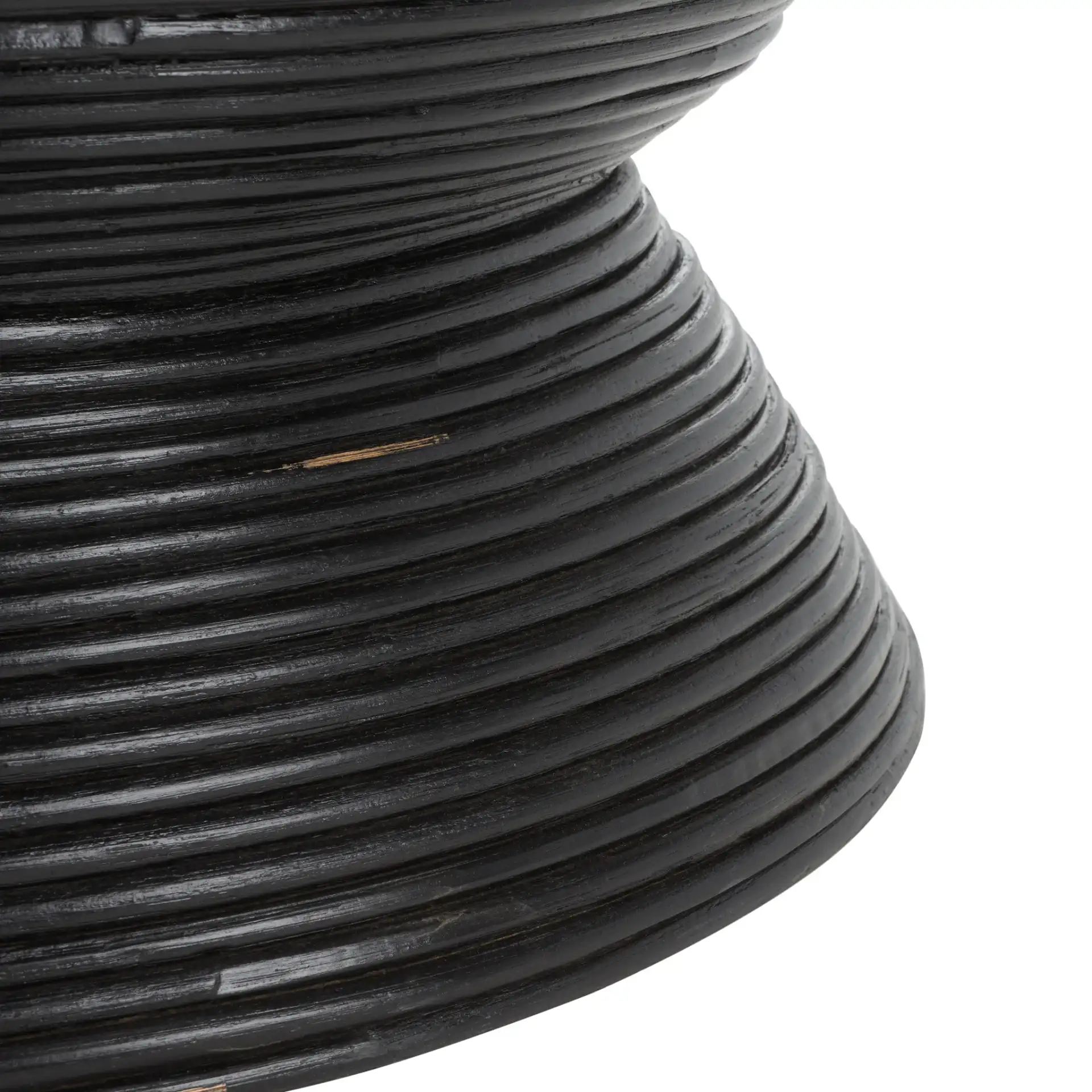 Heimdall Round Coffee Table in Distressed Black, detail view