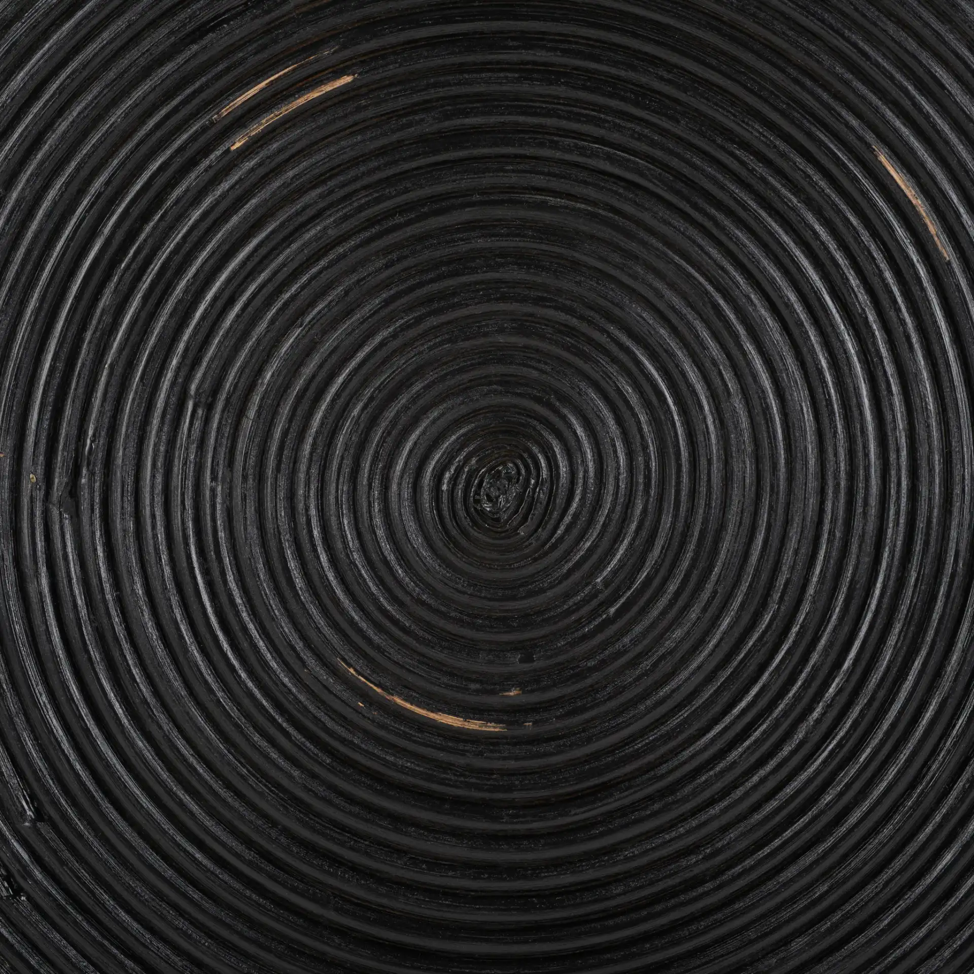 Heimdall Round Coffee Table in Distressed Black, detail view