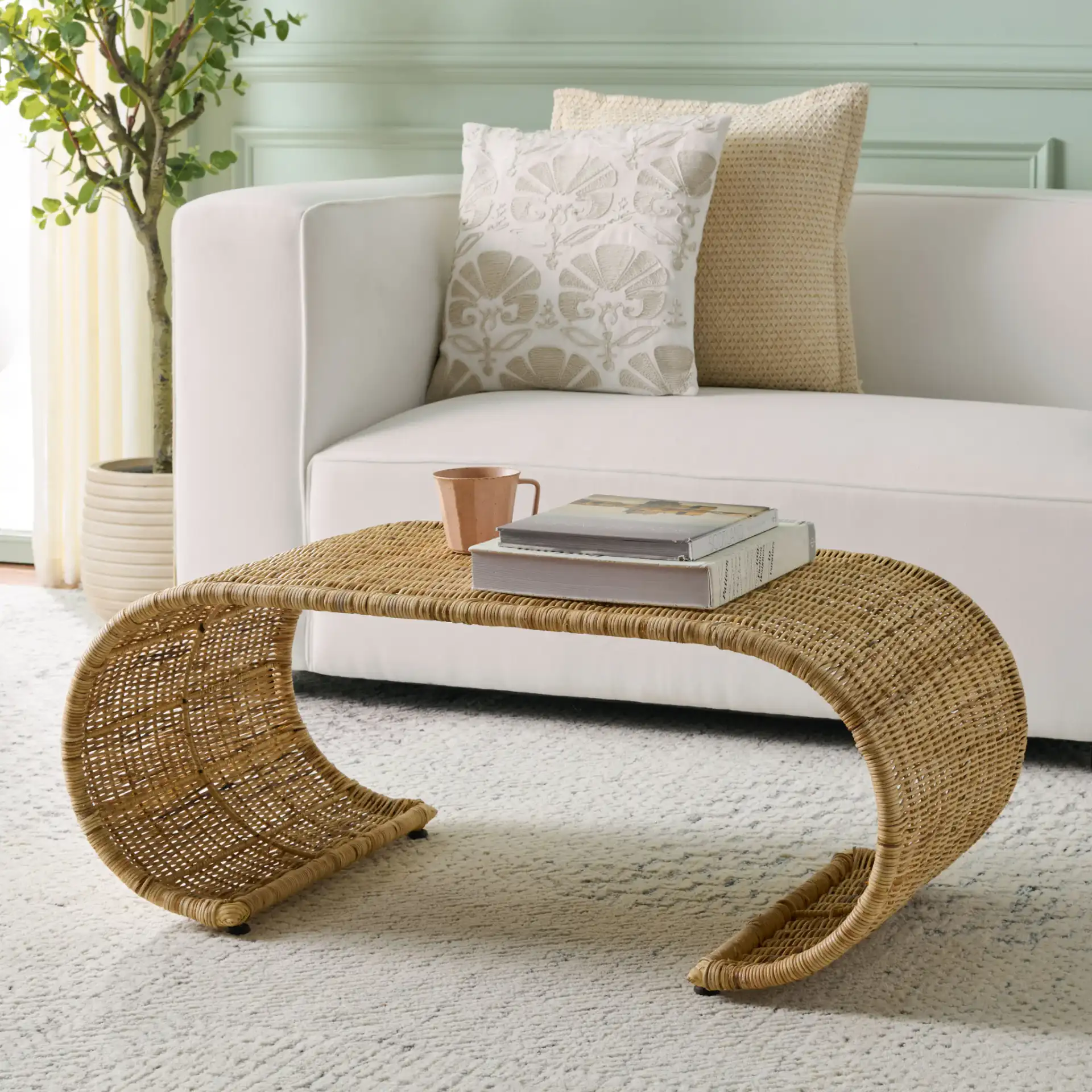 Tamo Coffee Table in Light Natural in a styled room