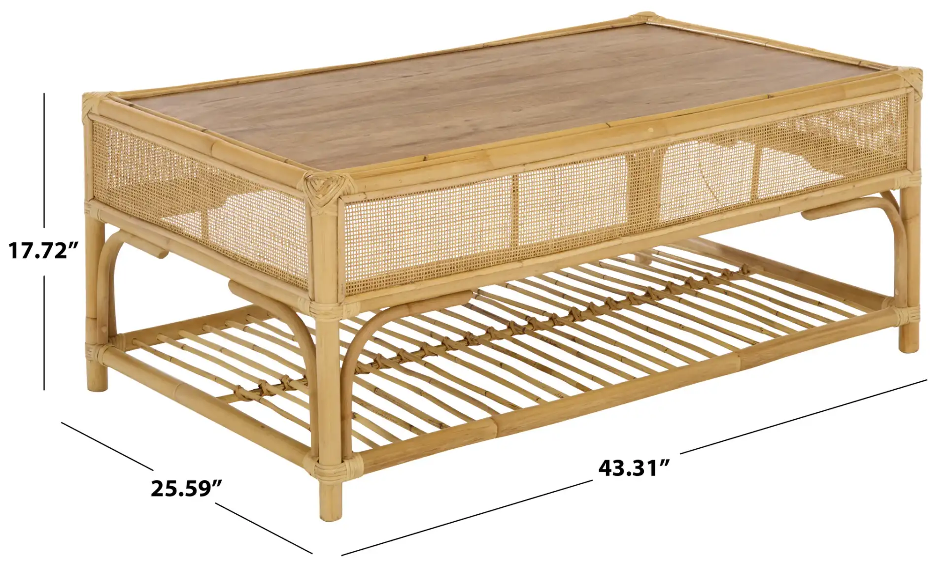 Webster Rectangle Coffee Table in Natural, detail view