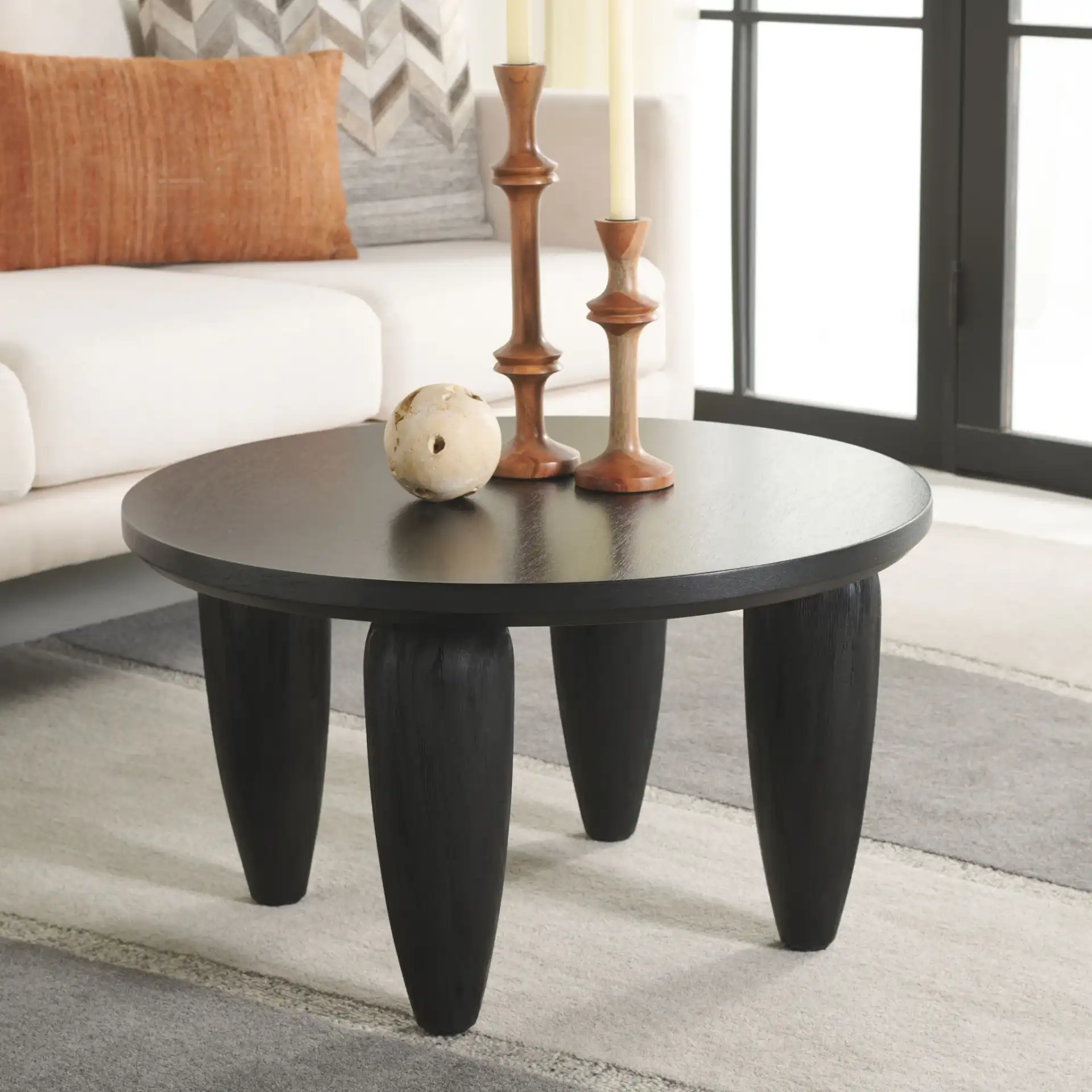 Marthe Coffee Table in Black in a styled room