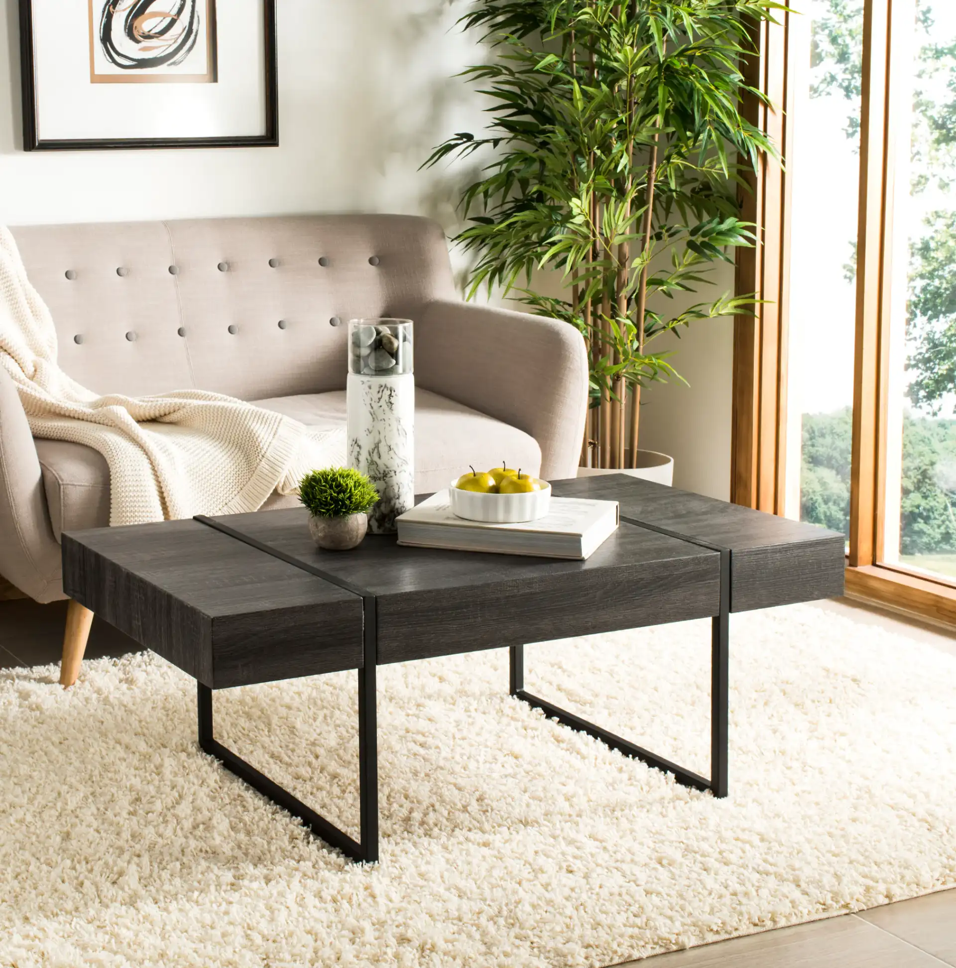 Tristan Coffee Table in Black in a styled room