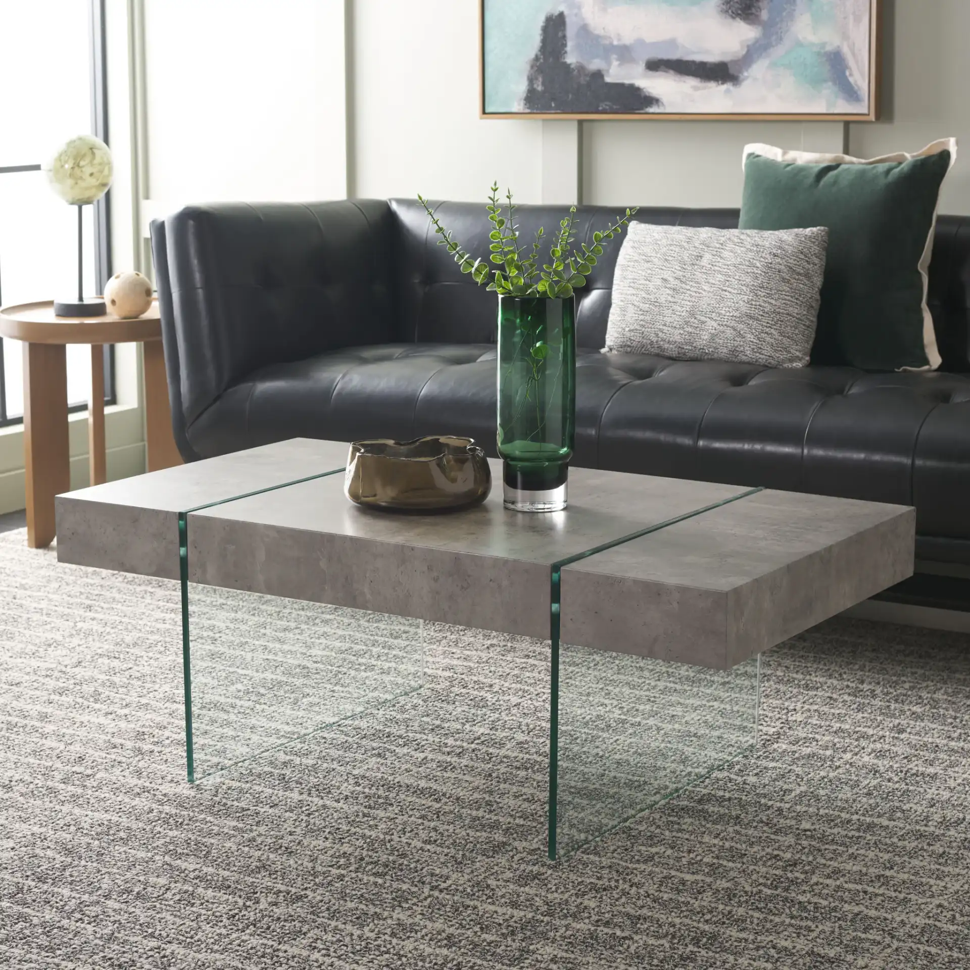 Jacob Coffee Table in Light Concrete in a styled room
