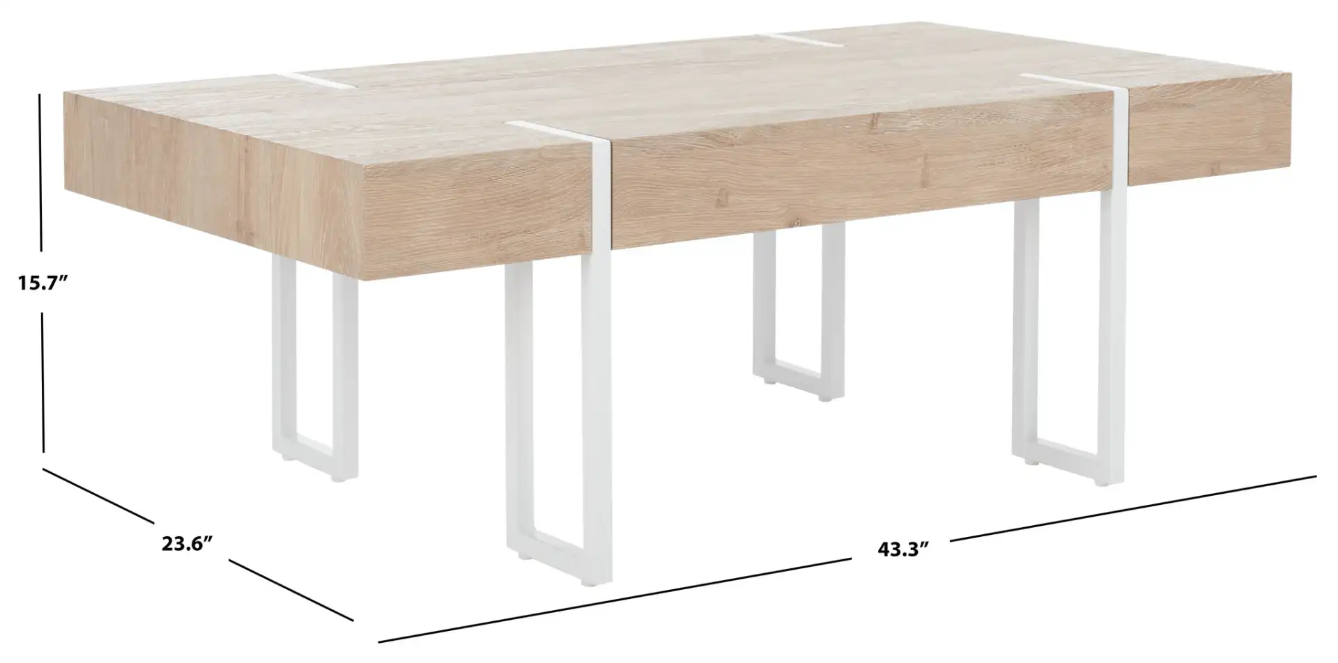 Aberton Coffee Table in Natural / White, detail view