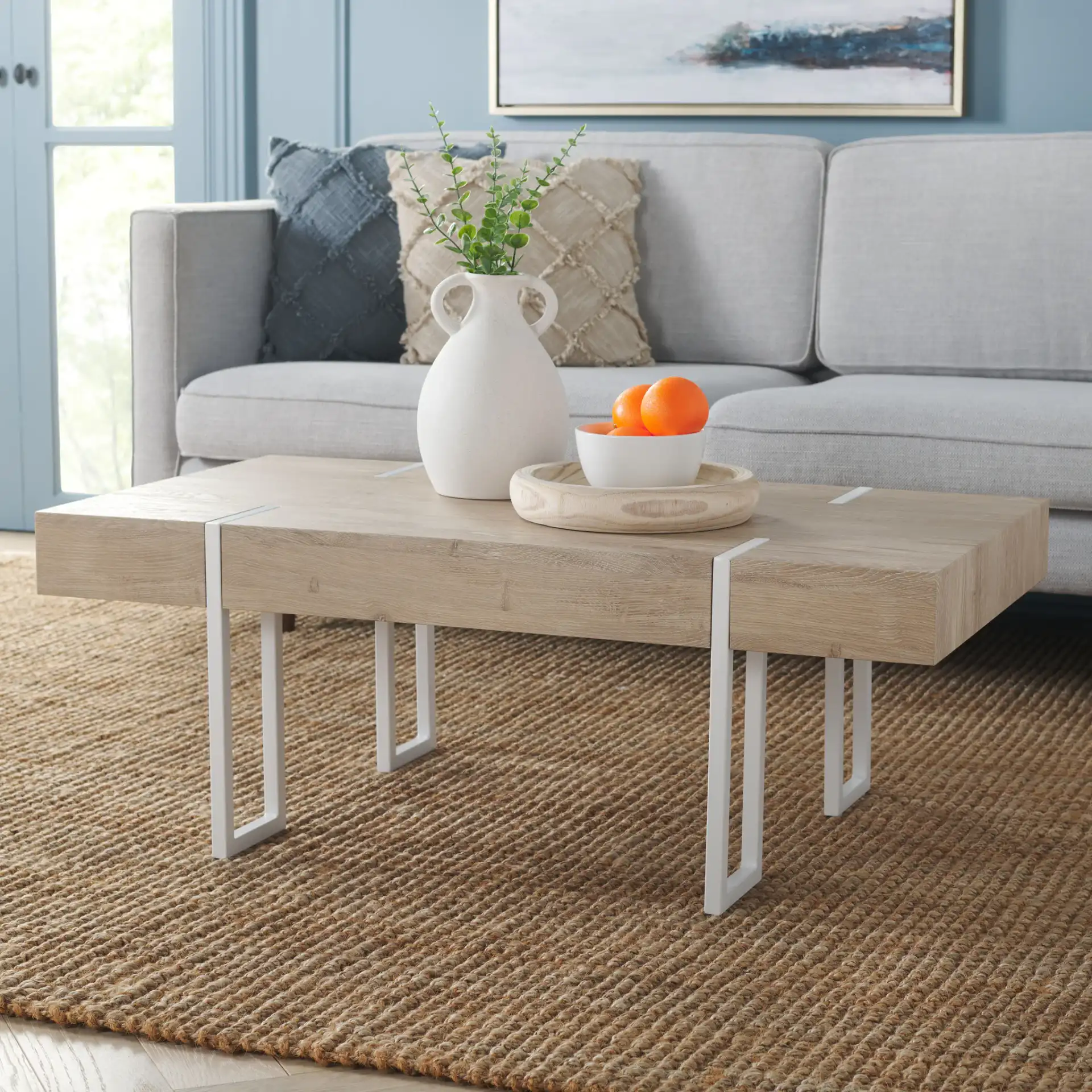 Aberton Coffee Table in Natural / White in a styled room
