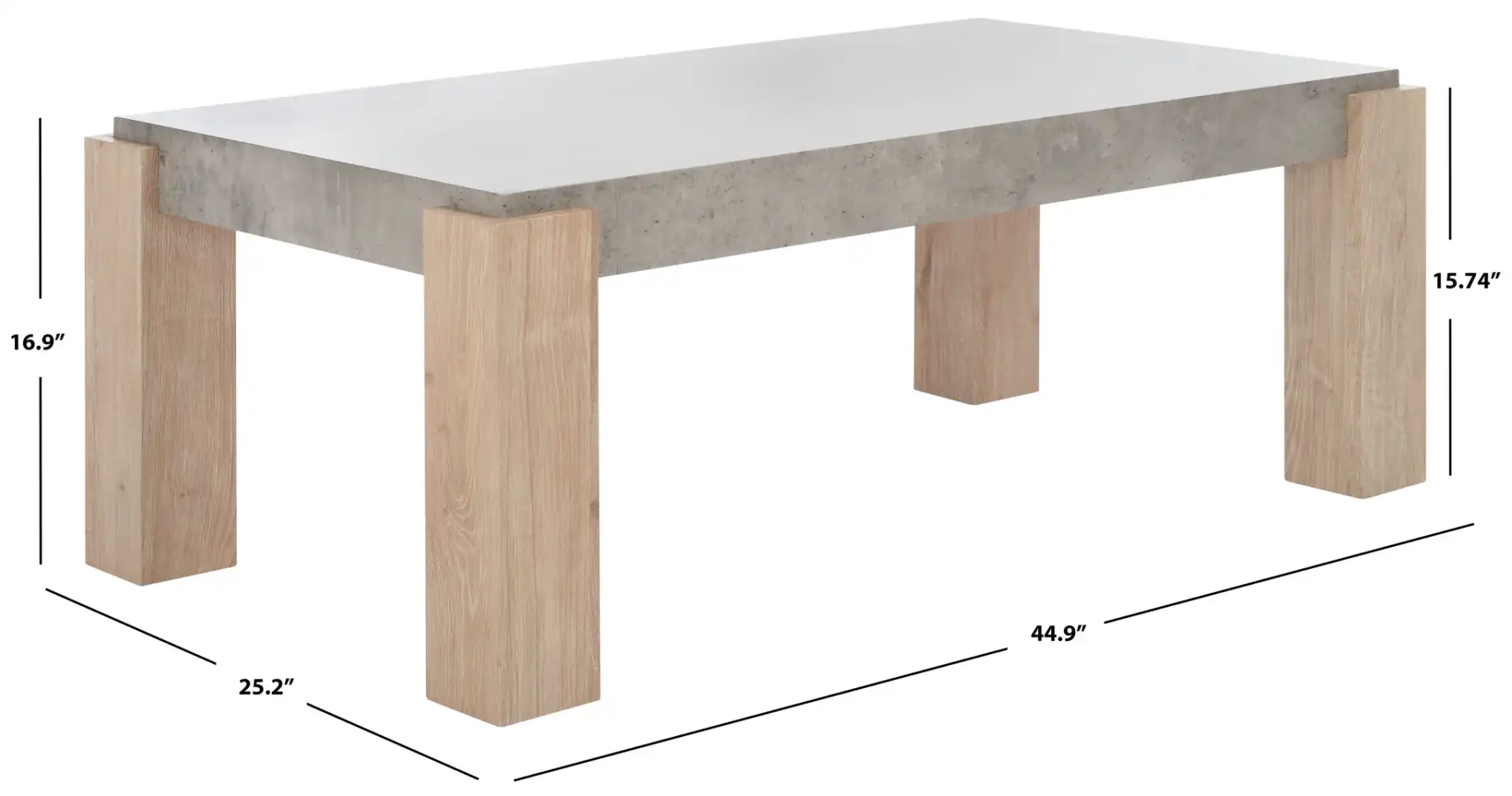Coromio Coffee Table in Light Gray / Natural, detail view