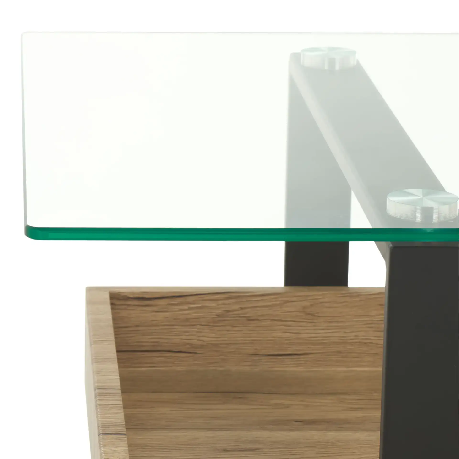 Auberon Coffee Table in Glass / Natural in a styled room