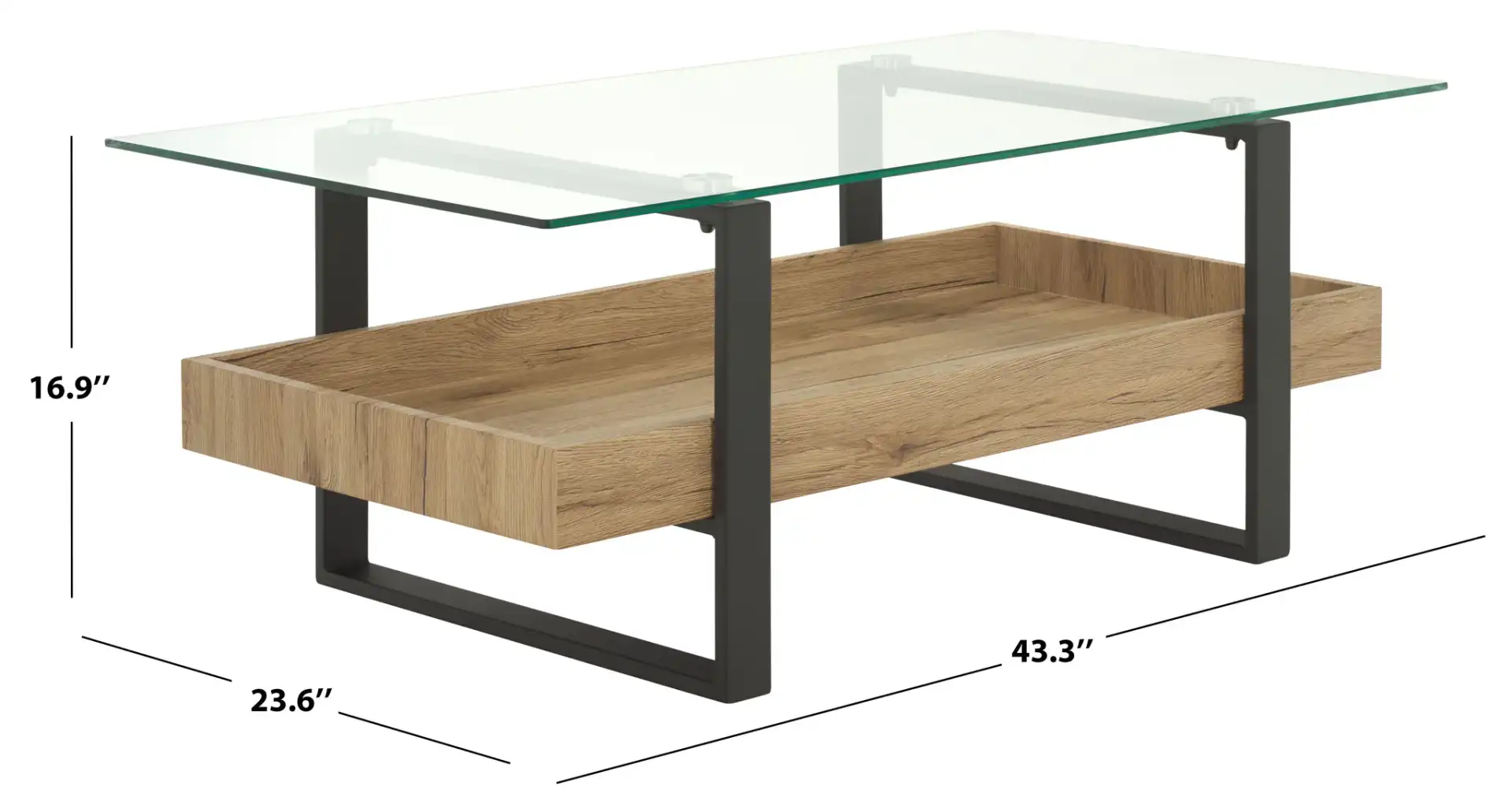 Auberon Coffee Table in Glass / Natural, detail view