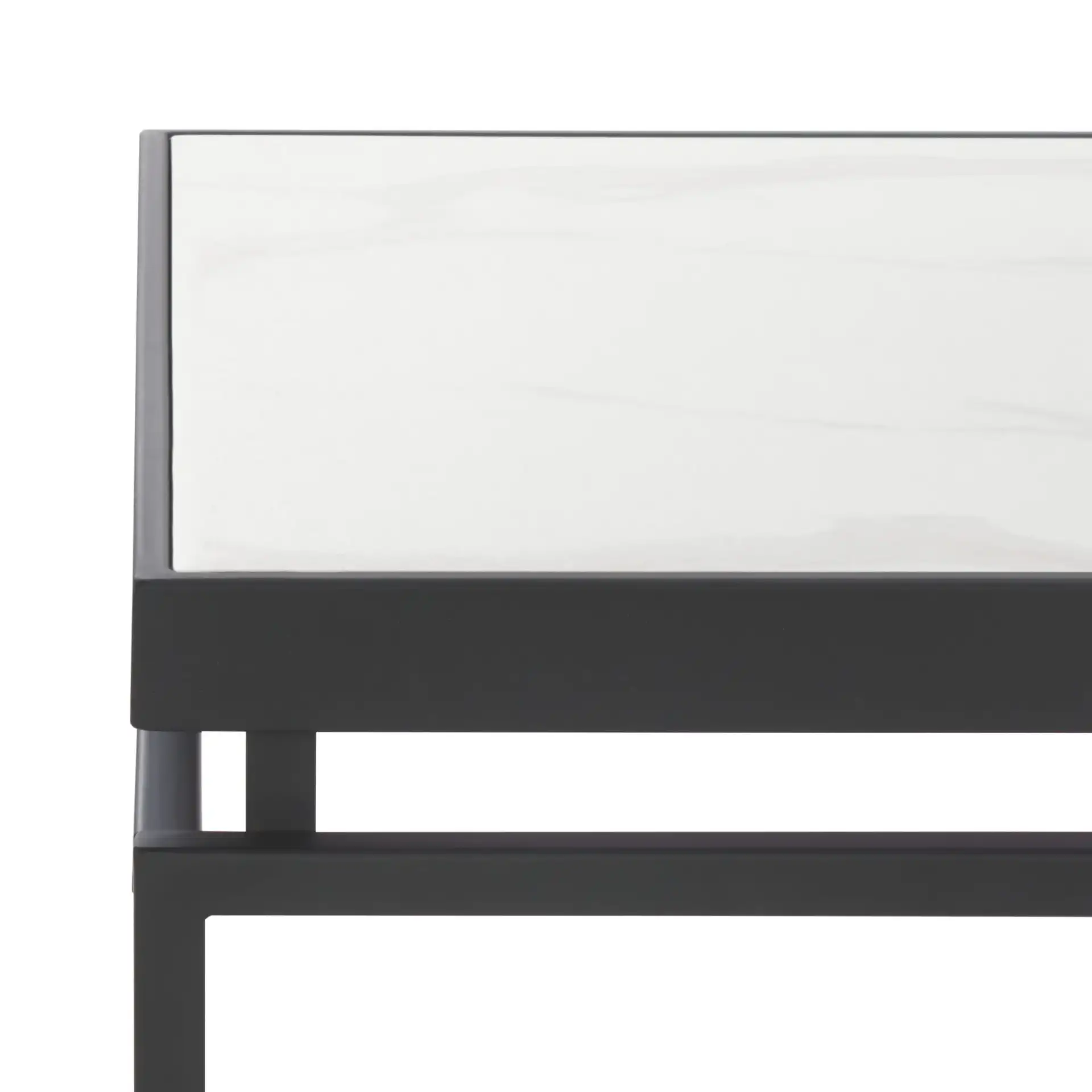 Acelin Coffee Table in White Faux Marble / Black in a styled room